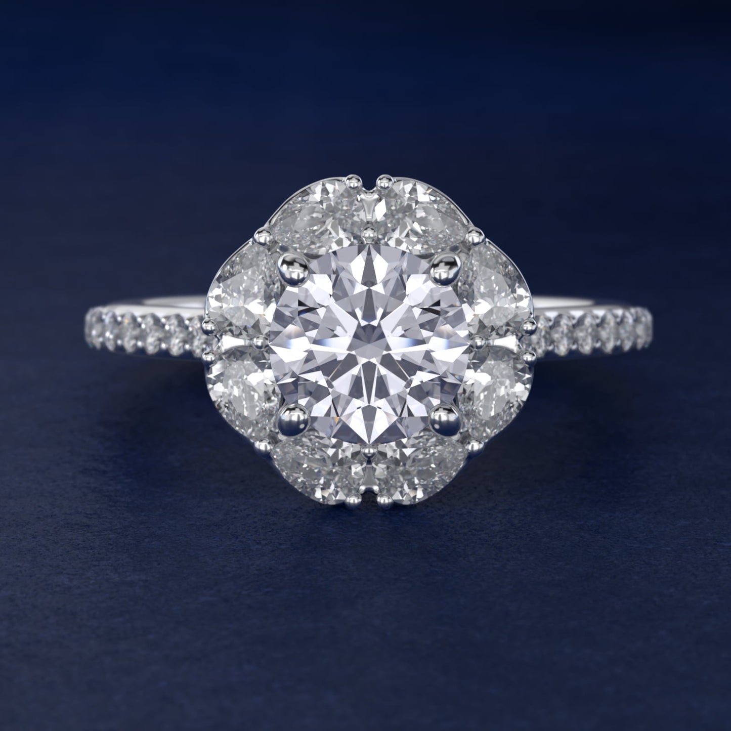 The Ritz Emerald Halo Diamond Engagement Ring in 14k White Gold (1/2 ct. tw.) - Round Center
