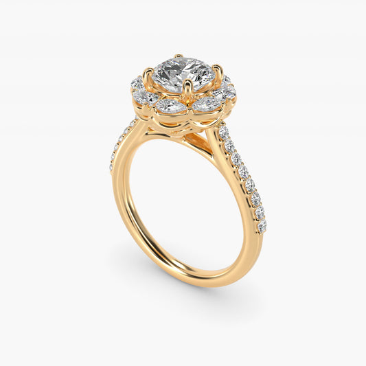The Ritz Emerald Halo Diamond Engagement Ring in 14K Yellow Gold (1/2 ct. tw.) - Round Center