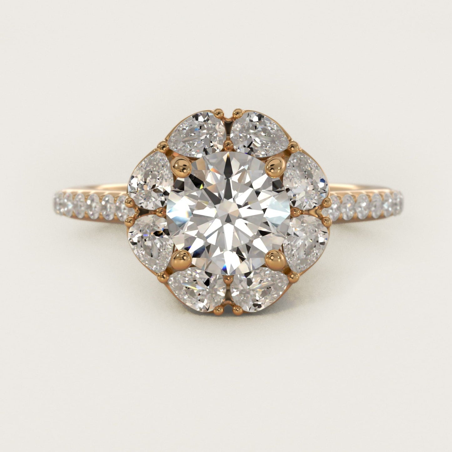 The Ritz Emerald Halo Diamond Engagement Ring in 18k Yellow Gold (1/2 ct. tw.) - Round Center