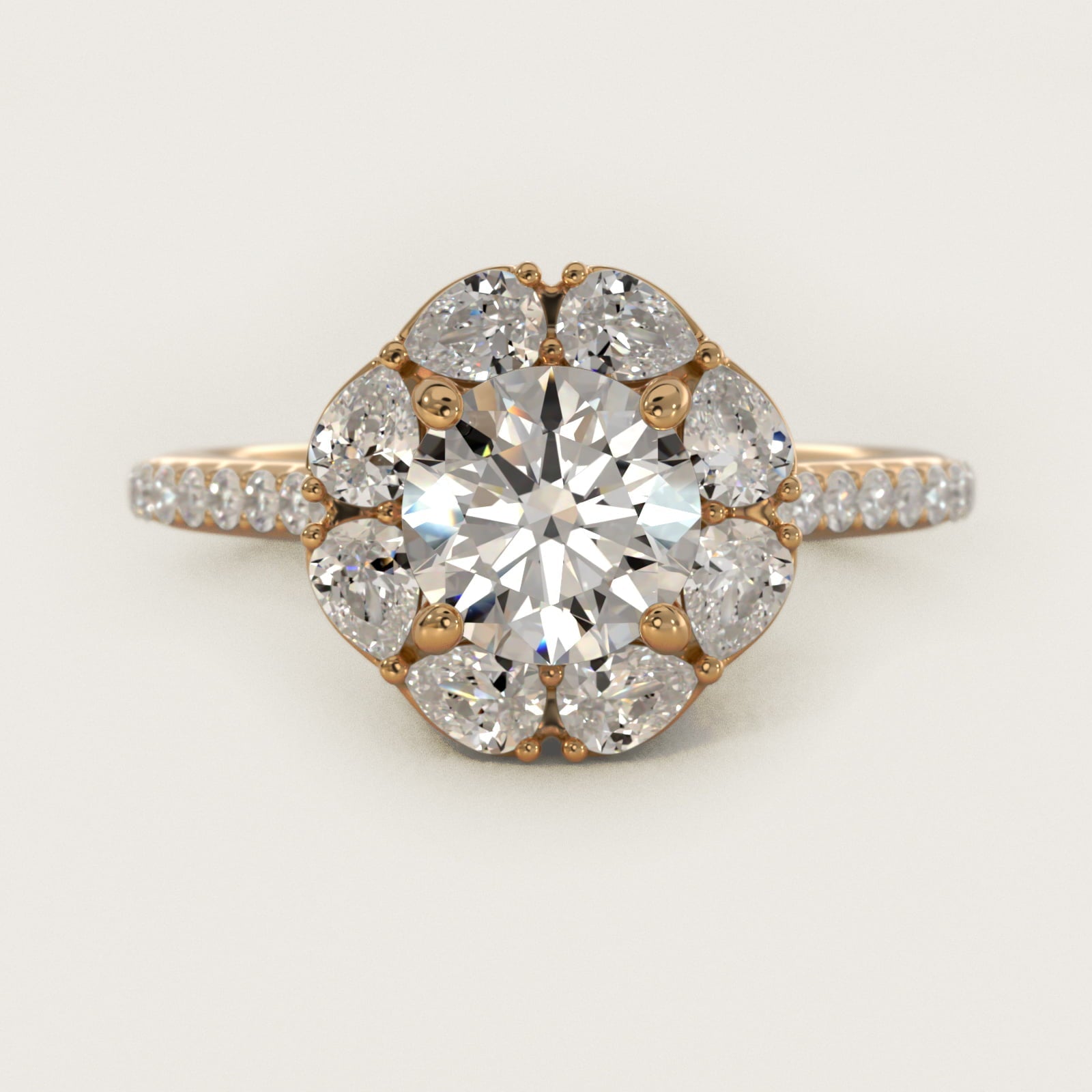 The Ritz Emerald Halo Diamond Engagement Ring in 18k Yellow Gold (1/2 ct. tw.) - Round Center