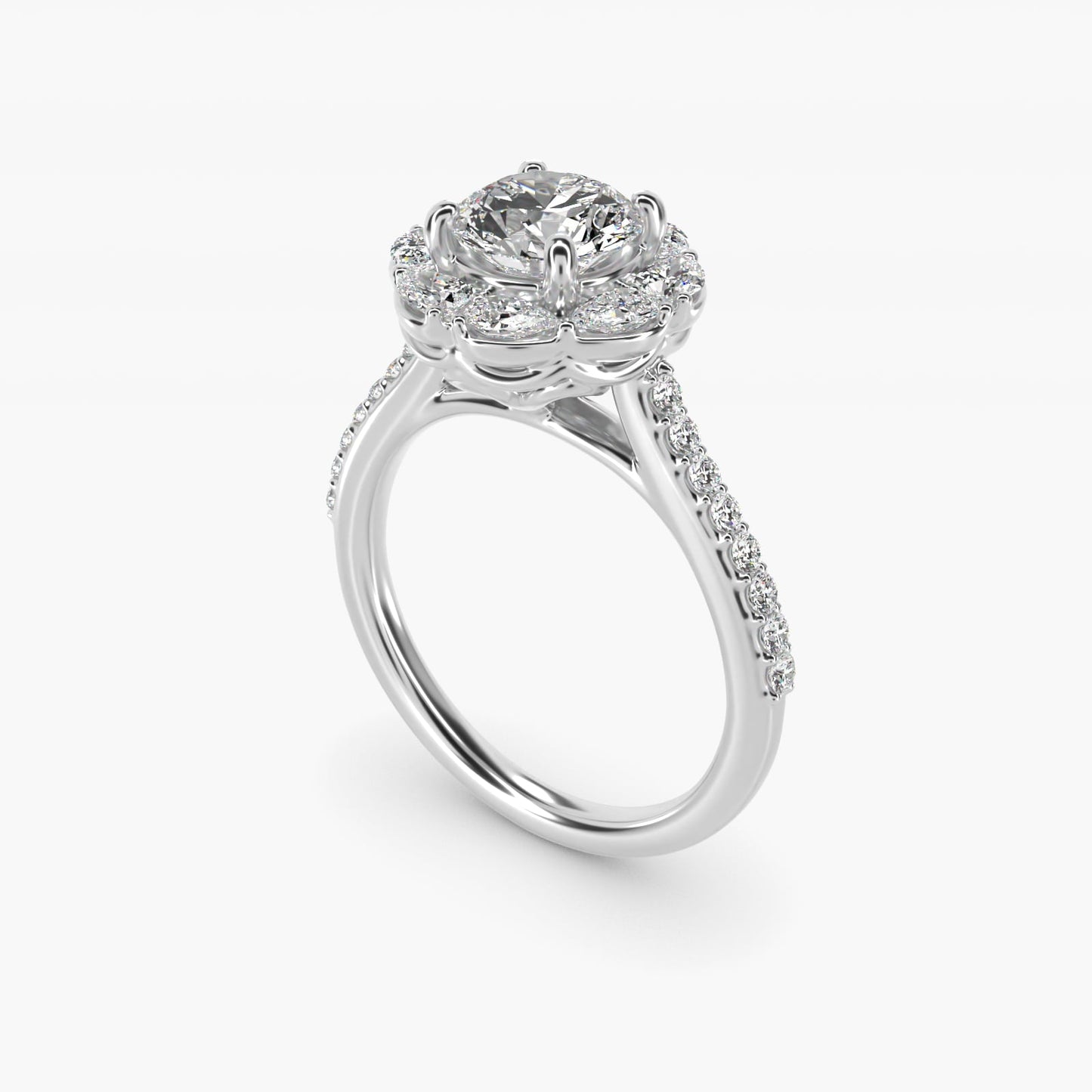 The Ritz Emerald Halo Diamond Engagement Ring in Platinum (1/2 ct. tw.) - Round Center