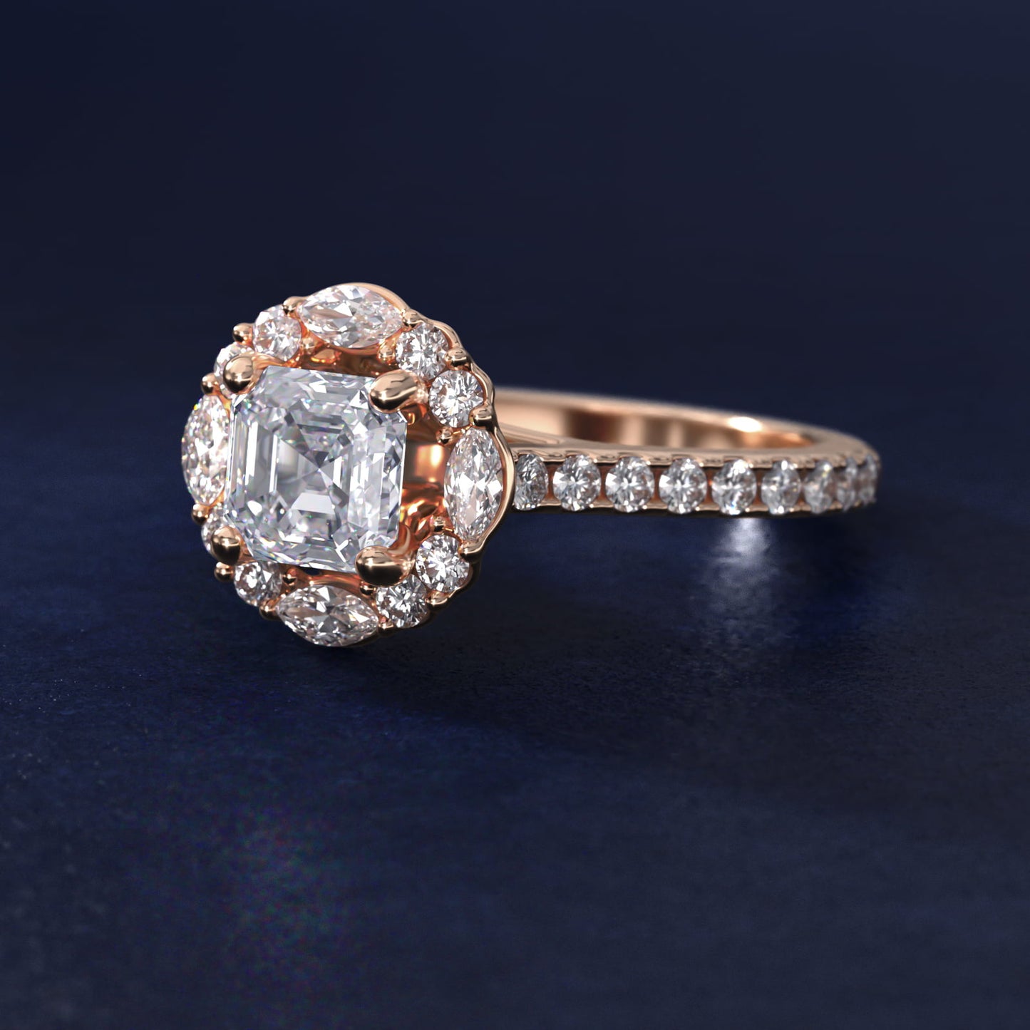 The Ritz Oval Halo Diamond Engagement Ring in 14k Rose Gold (1/2 ct. tw.) - Asscher Center