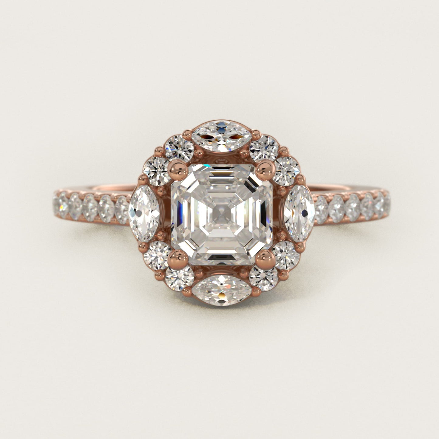The Ritz Oval Halo Diamond Engagement Ring in 14k Rose Gold (1/2 ct. tw.) - Asscher Center