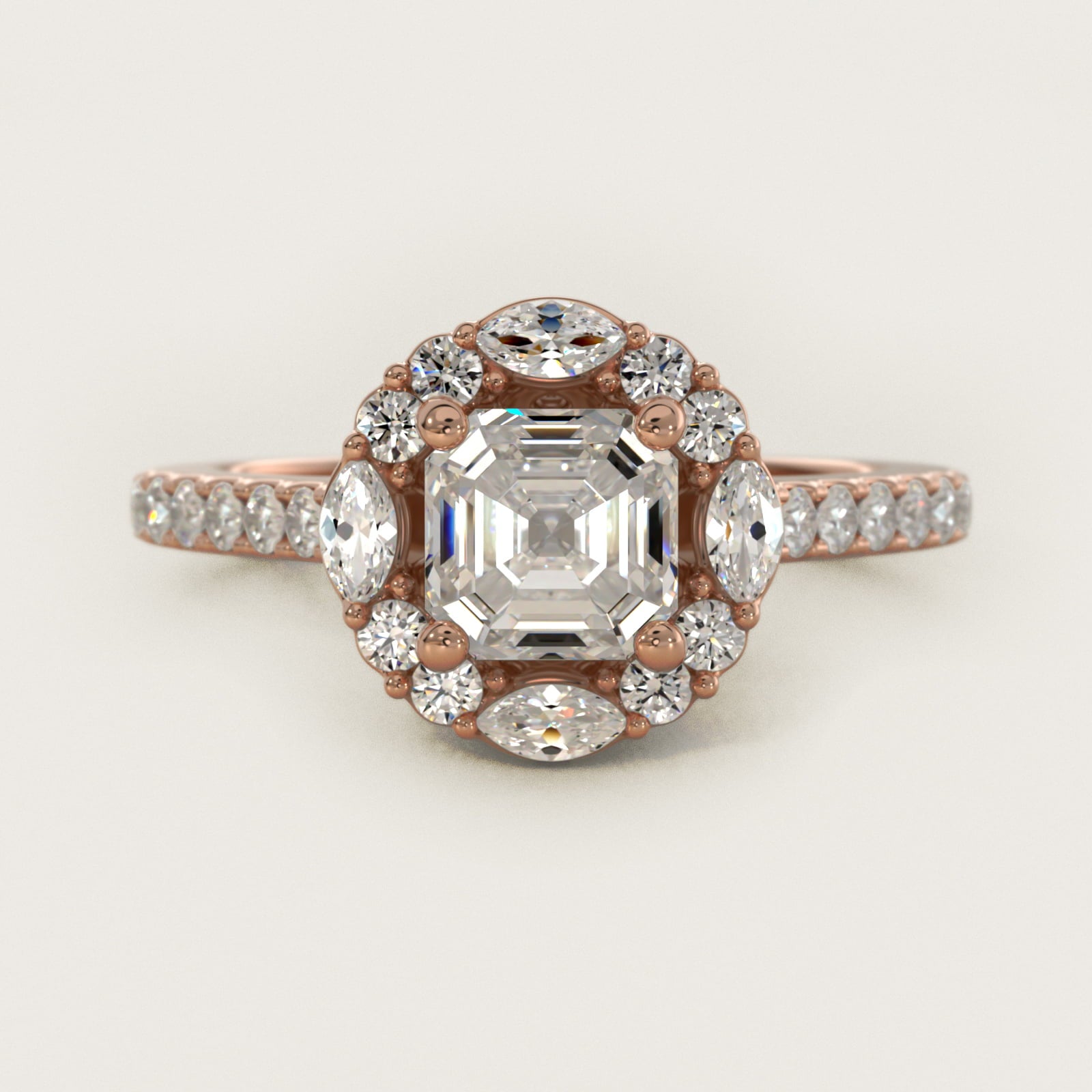 The Ritz Oval Halo Diamond Engagement Ring in 14k Rose Gold (1/2 ct. tw.) - Asscher Center