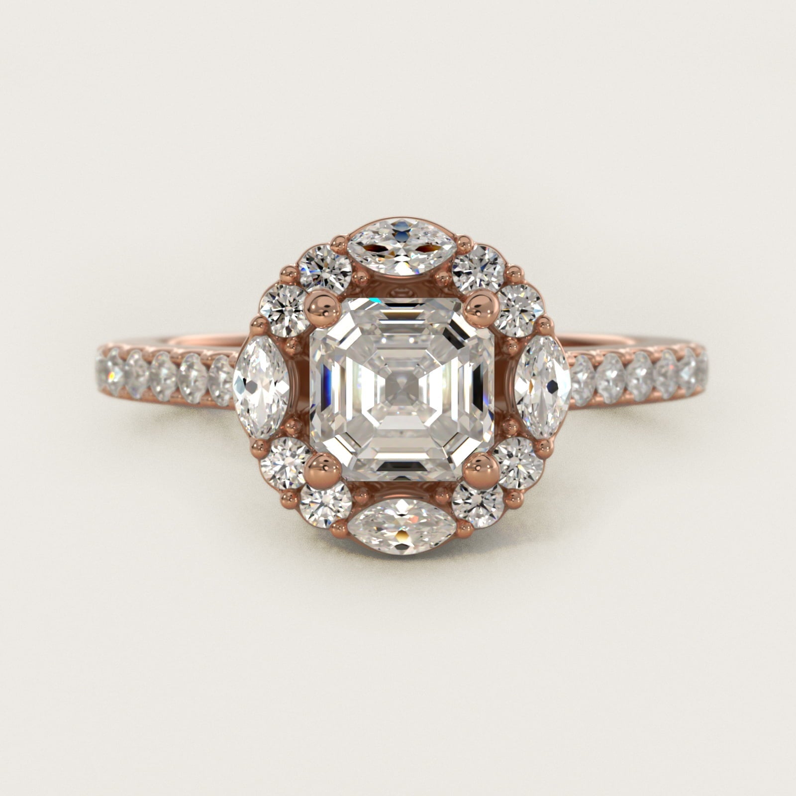 The Ritz Oval Halo Diamond Engagement Ring in 18k Rose Gold (1/2 ct. tw.) - Asscher Center