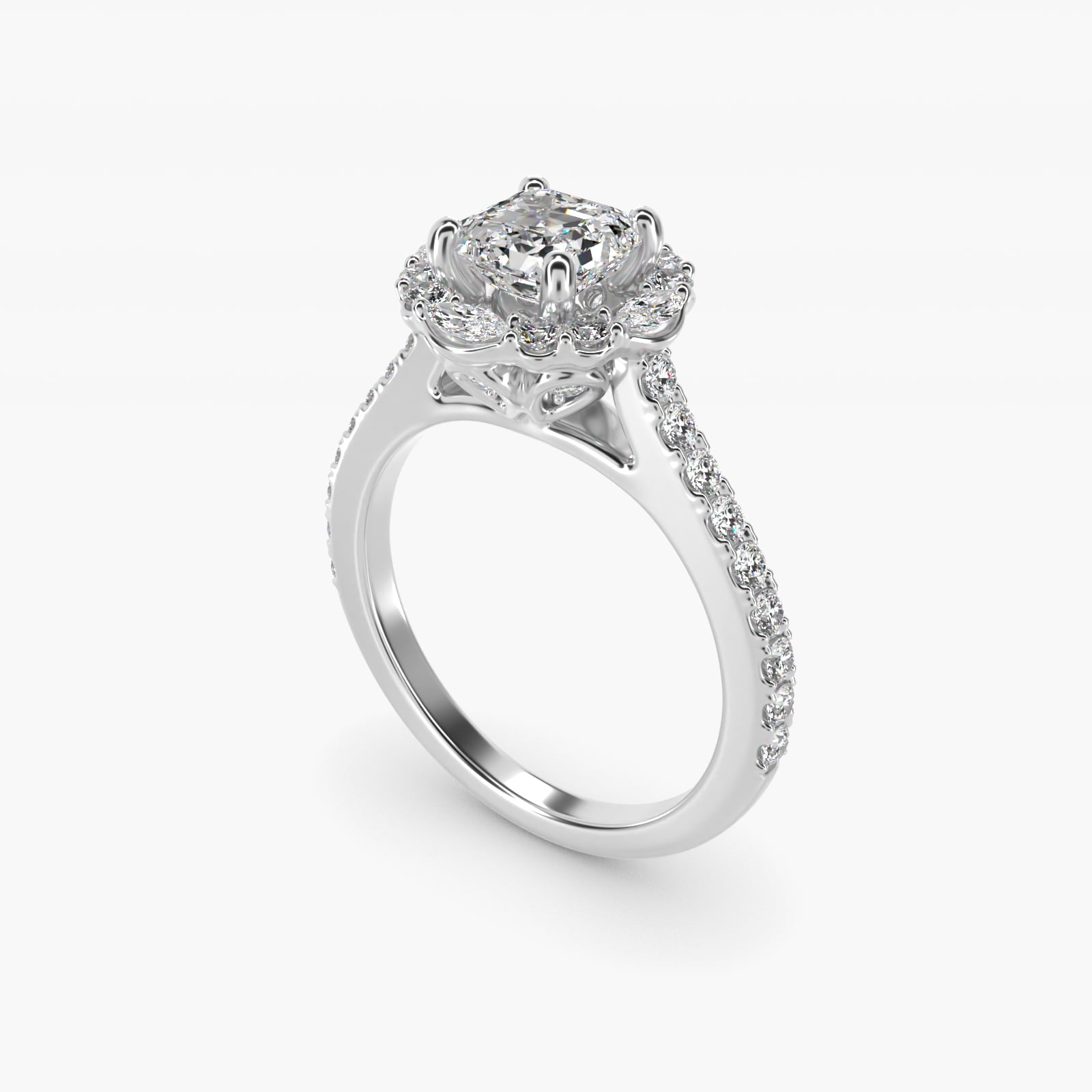 The Ritz Oval Halo Diamond Engagement Ring in 14k White Gold (1/2 ct. tw.) - Asscher Center