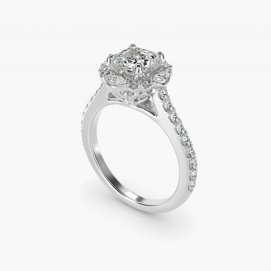The Ritz Oval Halo Diamond Engagement Ring in 14k White Gold (1/2 ct. tw.) - Asscher Center