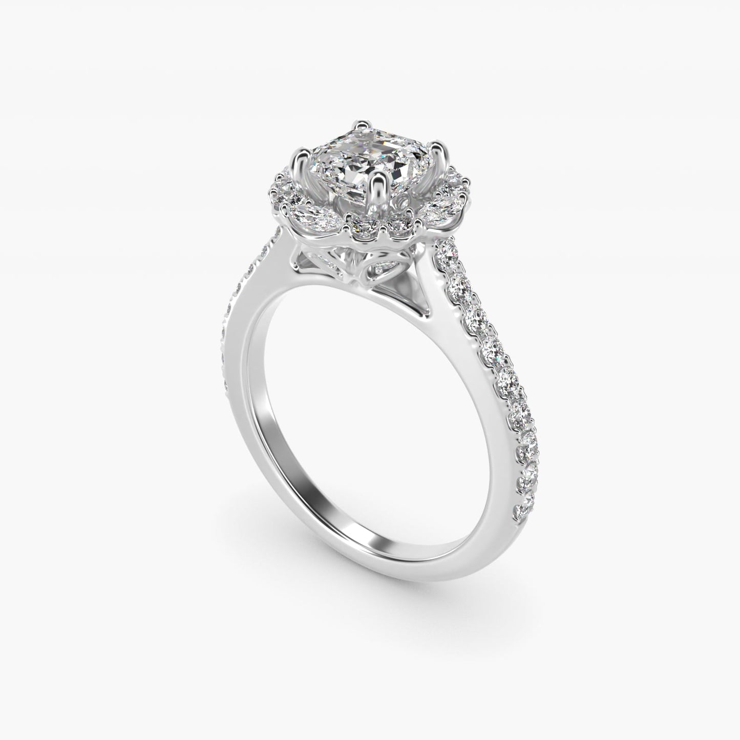 The Ritz Oval Halo Diamond Engagement Ring in 18k White Gold (1/2 ct. tw.) - Asscher Center