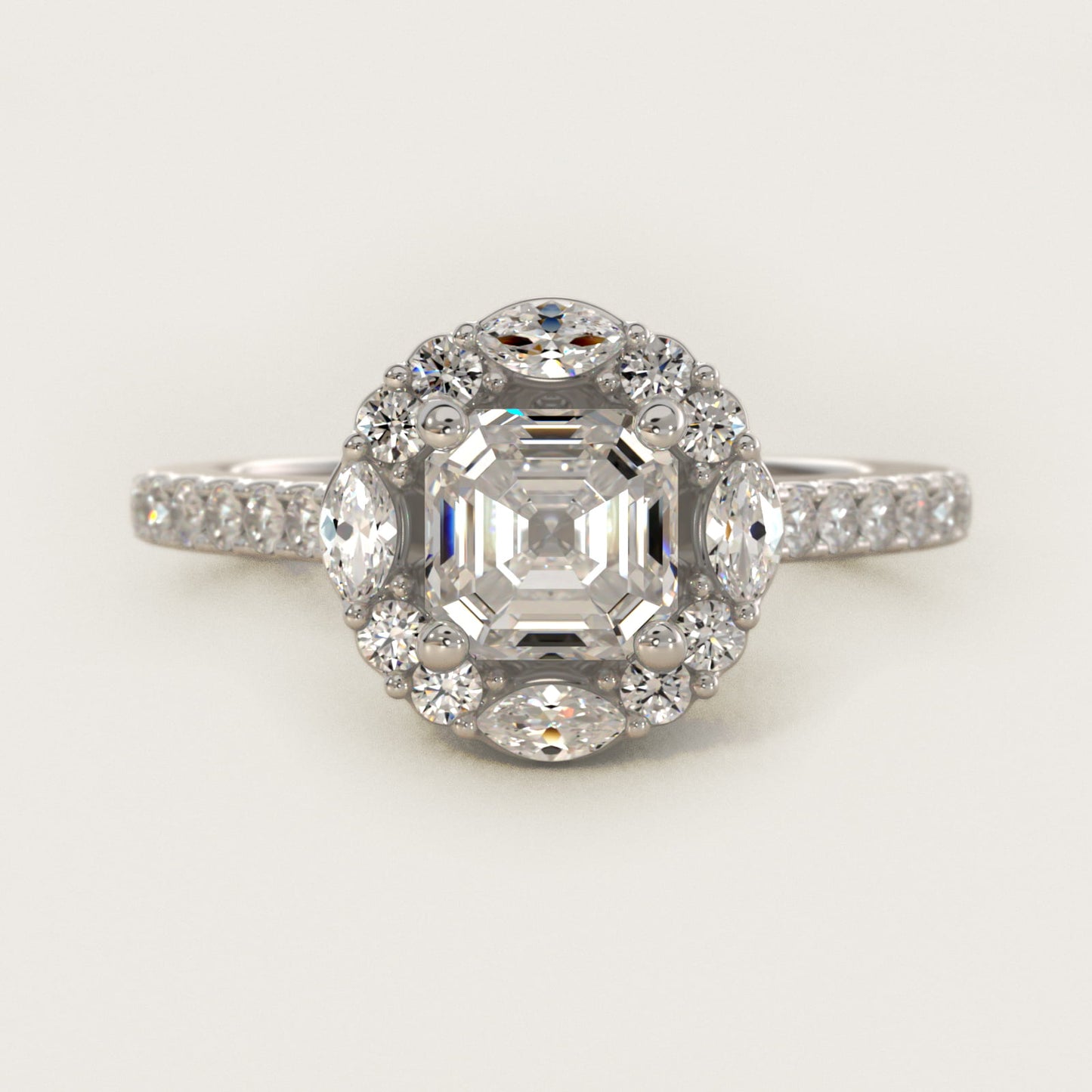 The Ritz Oval Halo Diamond Engagement Ring in 14k White Gold (1/2 ct. tw.) - Asscher Center