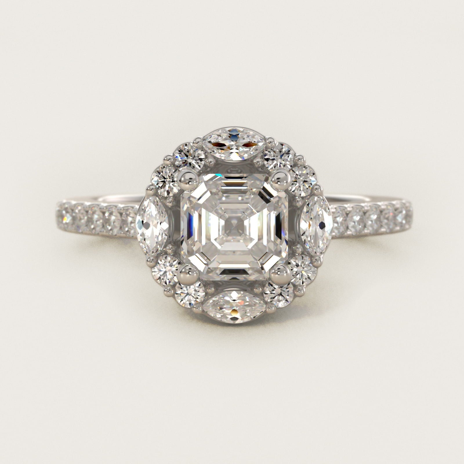 The Ritz Oval Halo Diamond Engagement Ring in 18k White Gold (1/2 ct. tw.) - Asscher Center