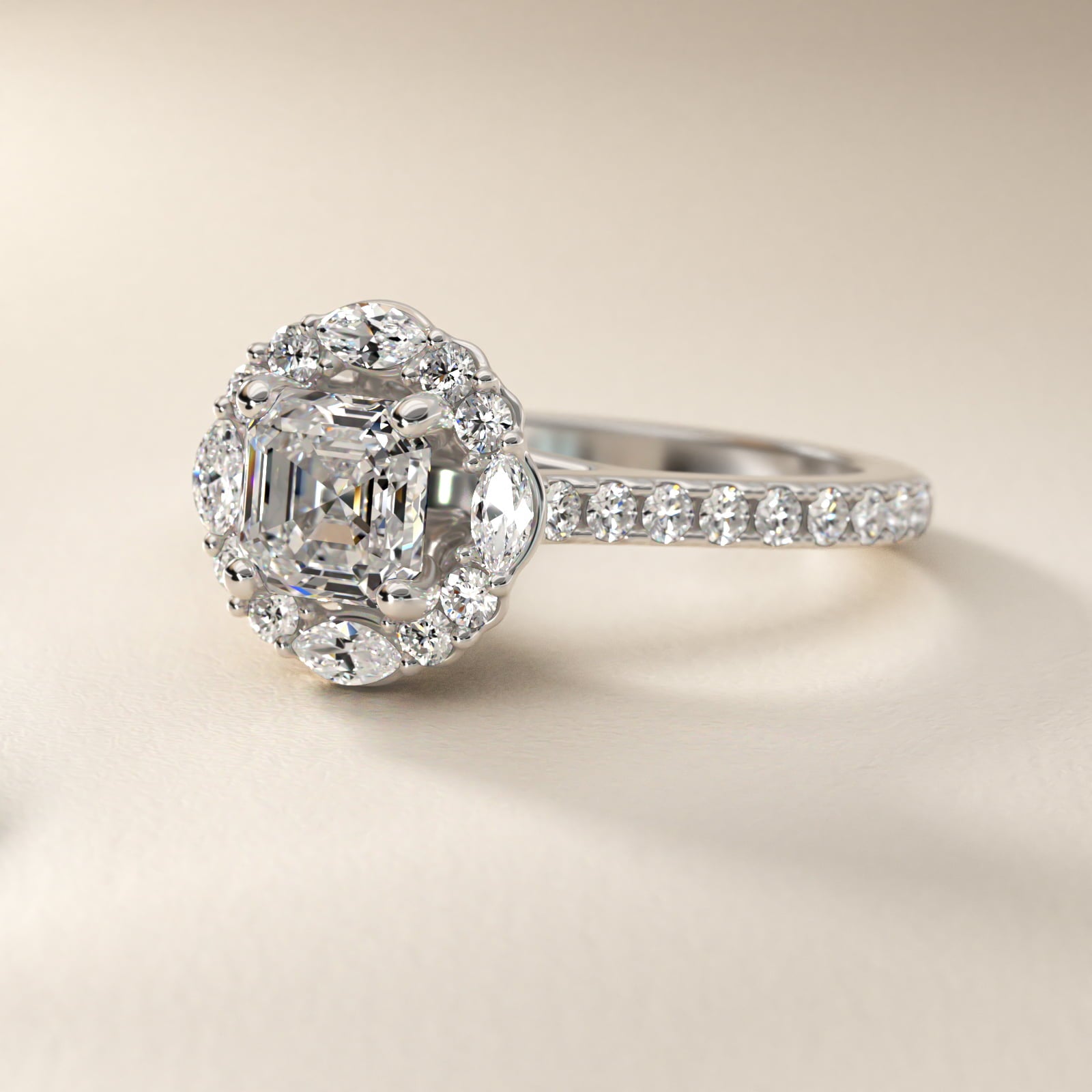 The Ritz Oval Halo Diamond Engagement Ring in 14k White Gold (1/2 ct. tw.) - Asscher Center