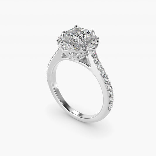 The Ritz Oval Halo Diamond Engagement Ring in Platinum (1/2 ct. tw.) - Asscher Center