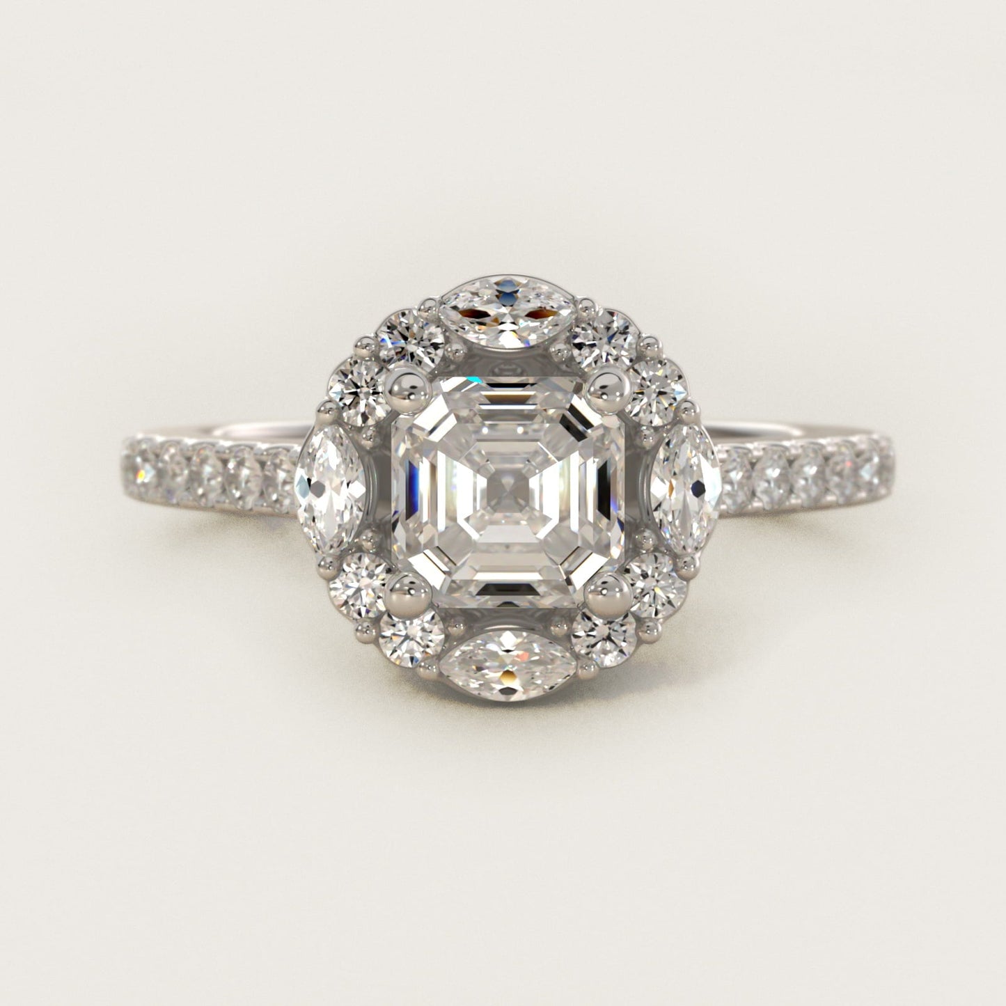 The Ritz Oval Halo Diamond Engagement Ring in Platinum (1/2 ct. tw.) - Asscher Center