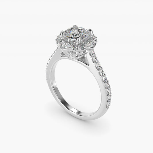 The Ritz Oval Halo Diamond Engagement Ring in 14k White Gold (1/2 ct. tw.) - Cushion Center