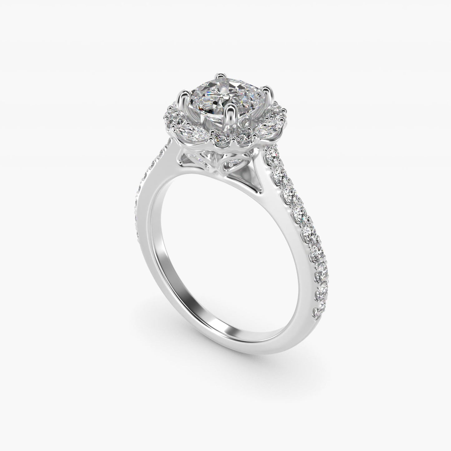 The Ritz Oval Halo Diamond Engagement Ring in Platinum (1/2 ct. tw.) - Cushion Center