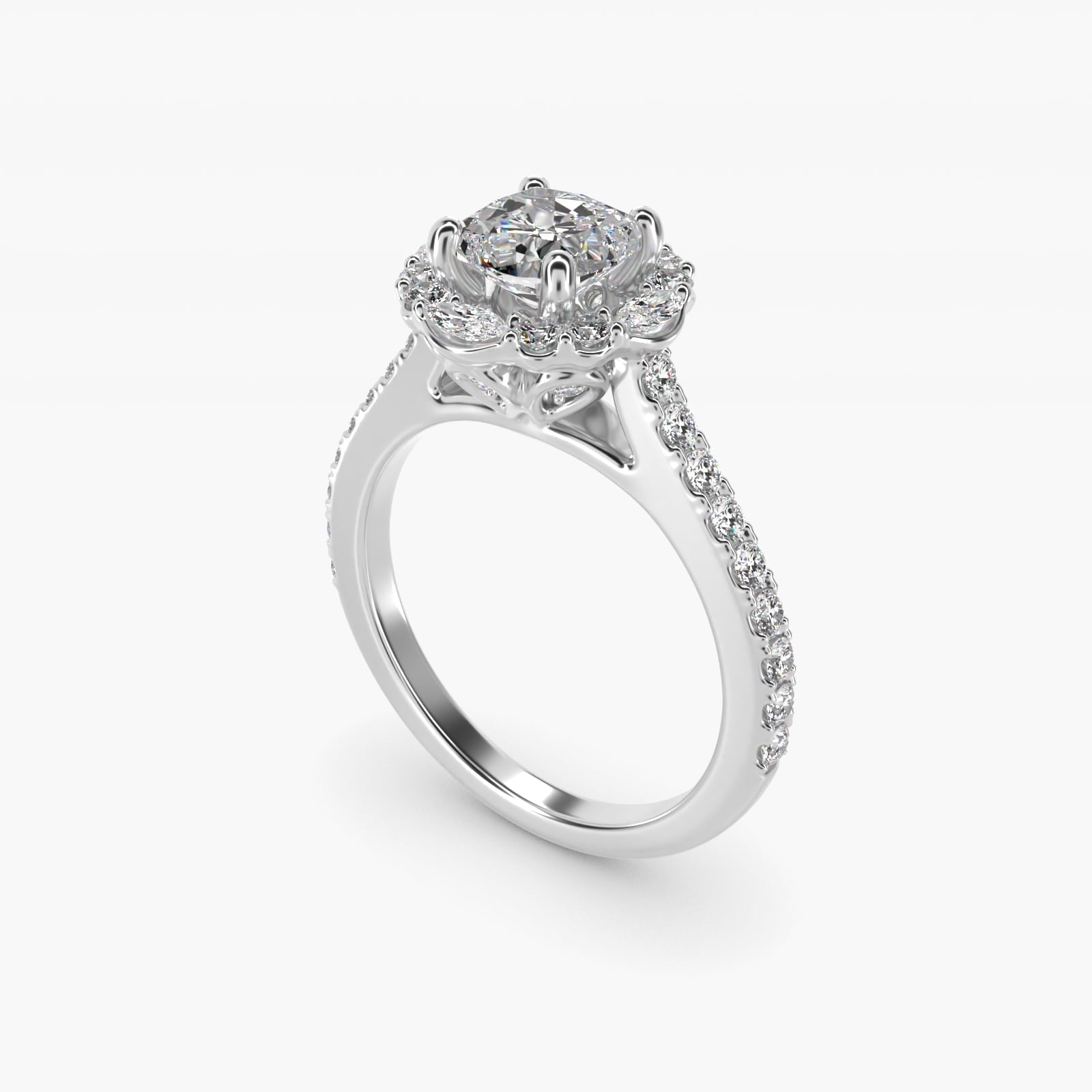 The Ritz Oval Halo Diamond Engagement Ring in Platinum (1/2 ct. tw.) - Cushion Center