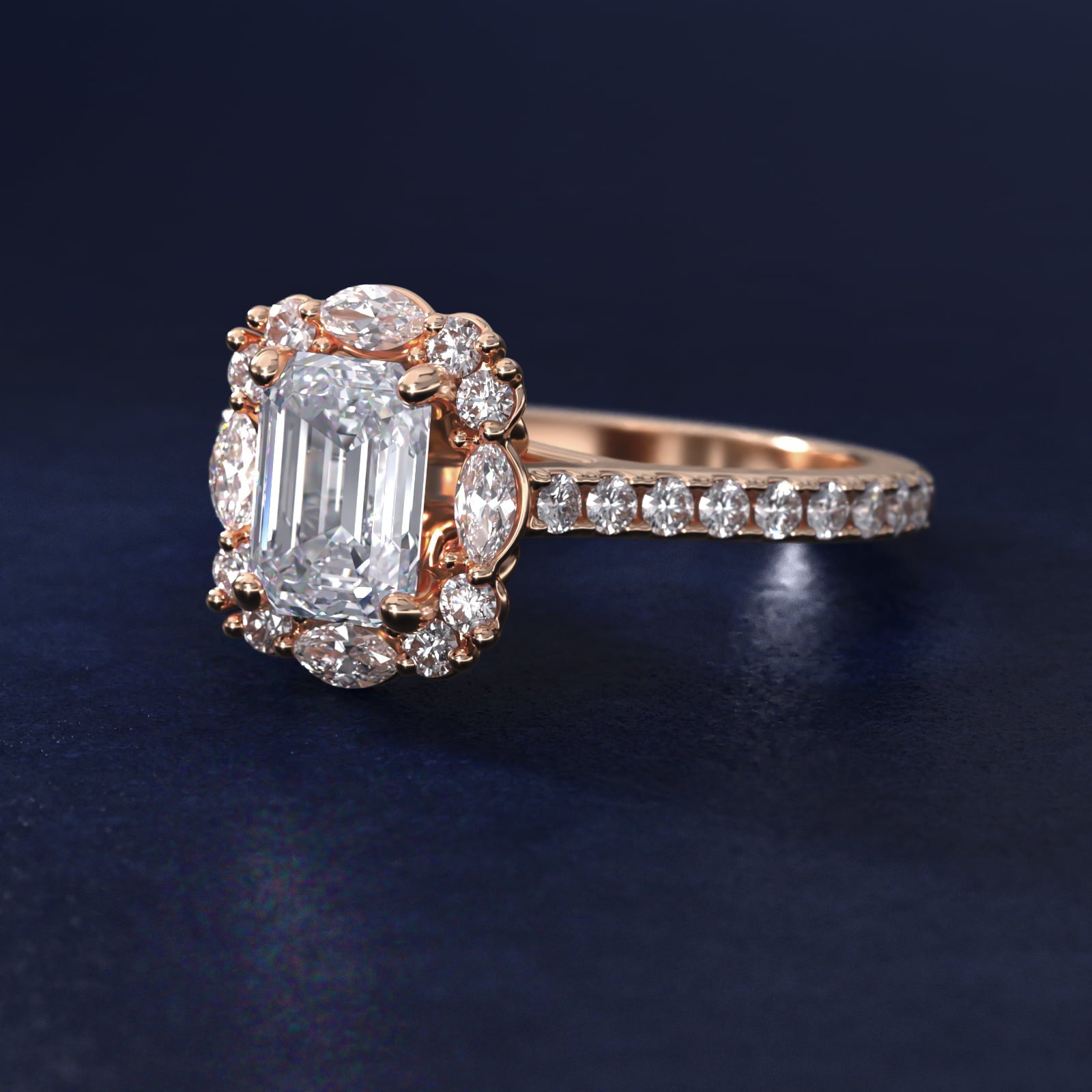 The Ritz Oval Halo Diamond Engagement Ring in 18k Rose Gold (1/2 ct. tw.) - Emerald Center