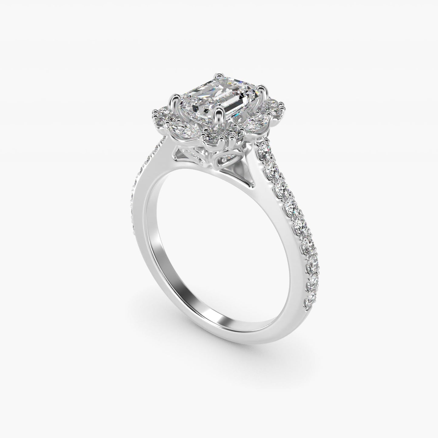 The Ritz Oval Halo Diamond Engagement Ring in 18k White Gold (1/2 ct. tw.) - Emerald Center