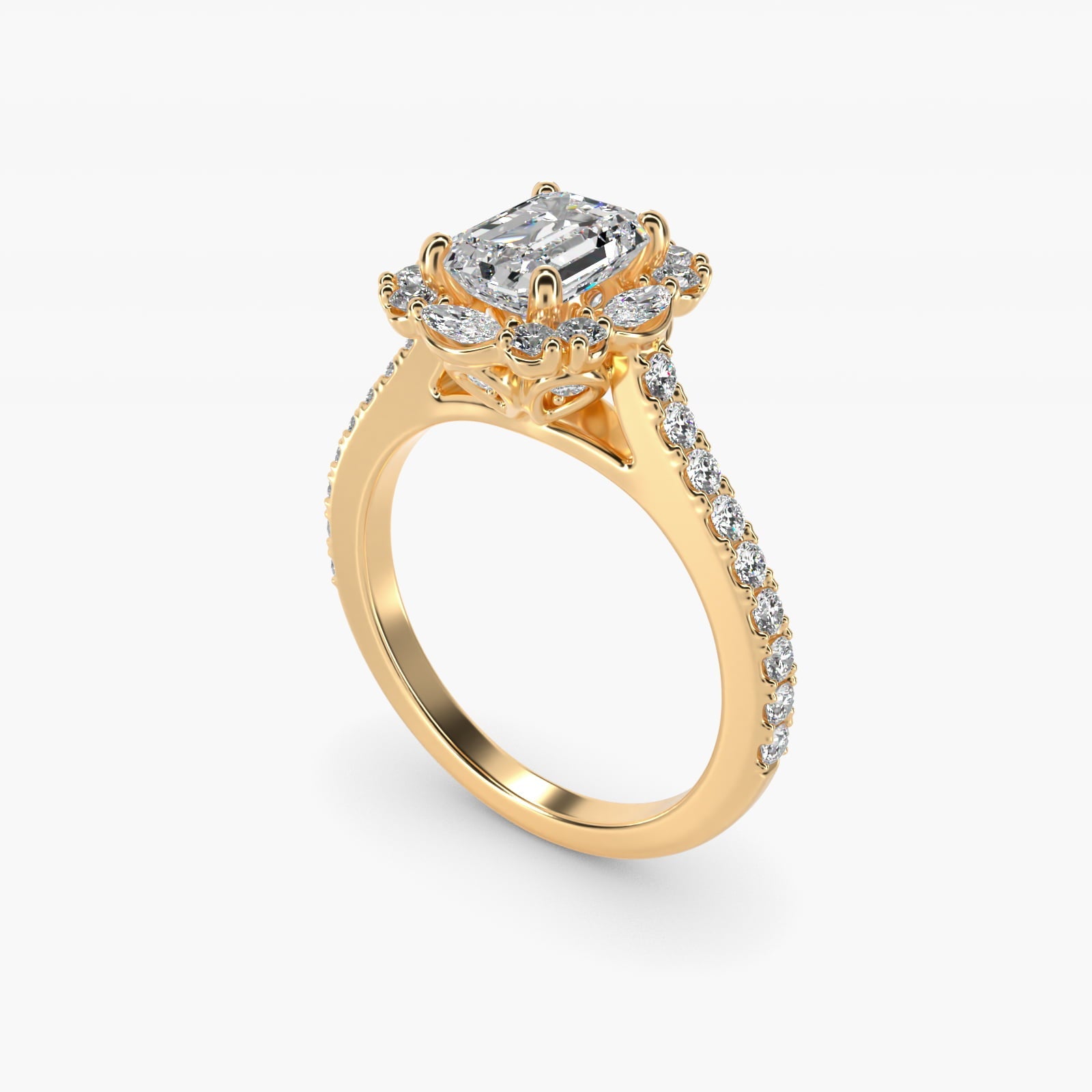 The Ritz Oval Halo Diamond Engagement Ring in 18k Yellow Gold (1/2 ct. tw.) - Emerald Center