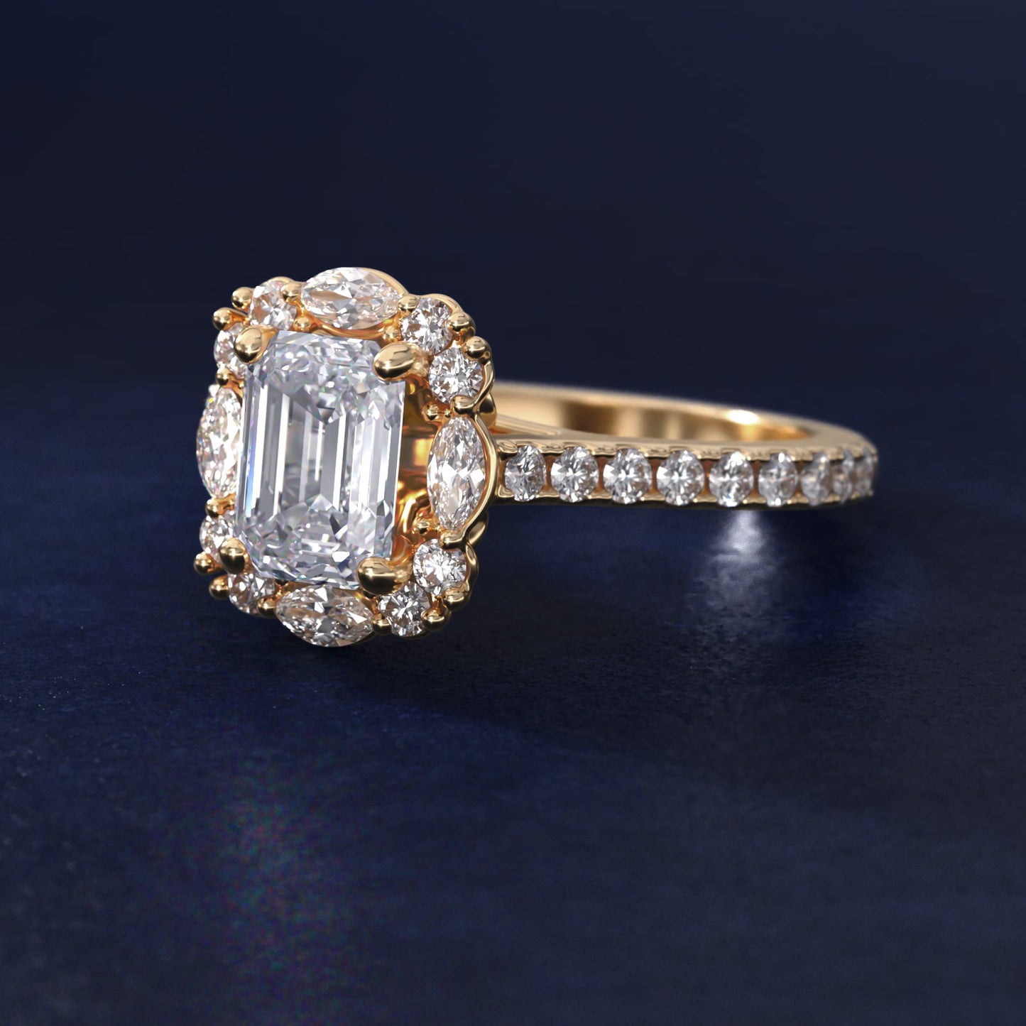 The Ritz Oval Halo Diamond Engagement Ring in 18k Yellow Gold (1/2 ct. tw.) - Emerald Center