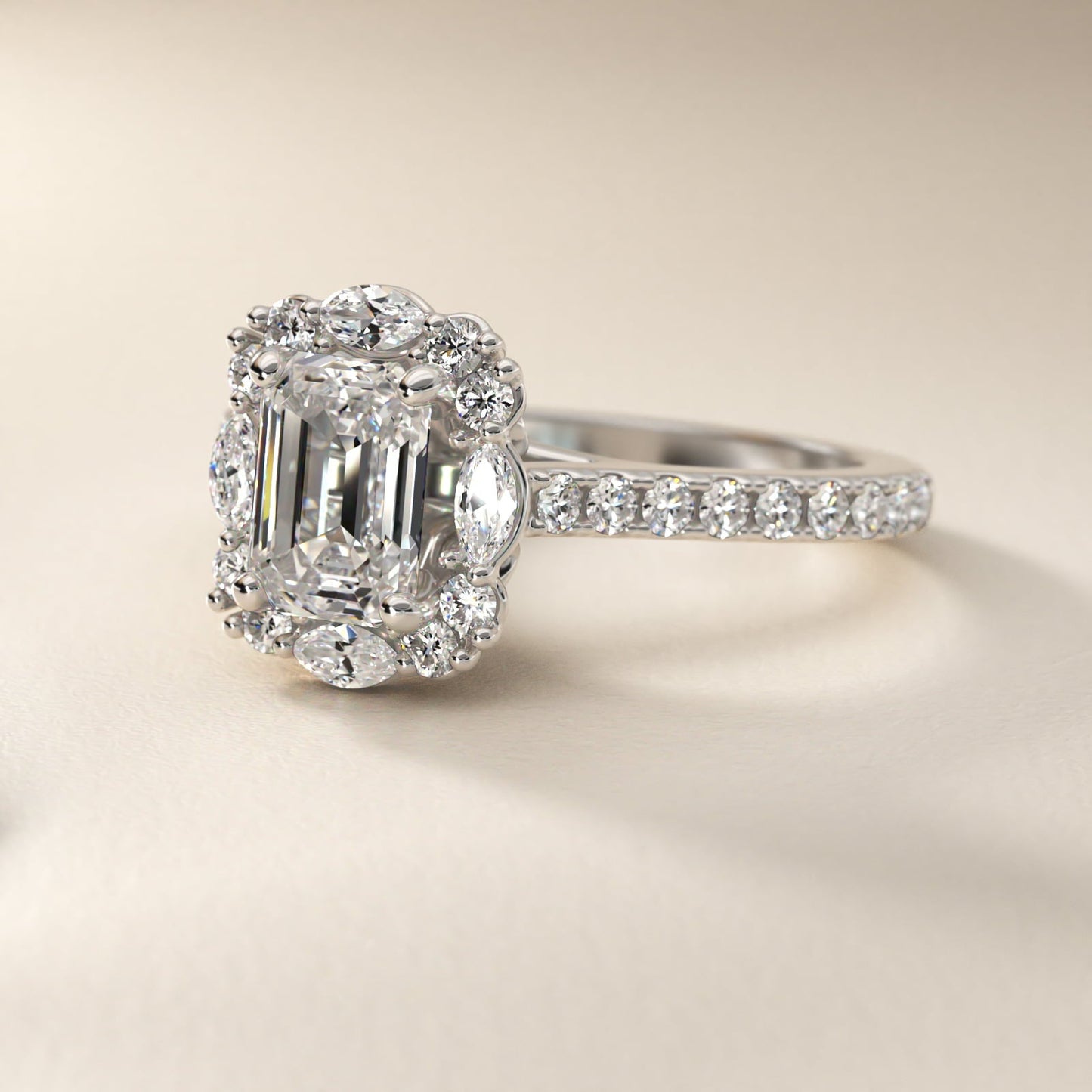The Ritz Oval Halo Diamond Engagement Ring in Platinum (1/2 ct. tw.) - Emerald Center
