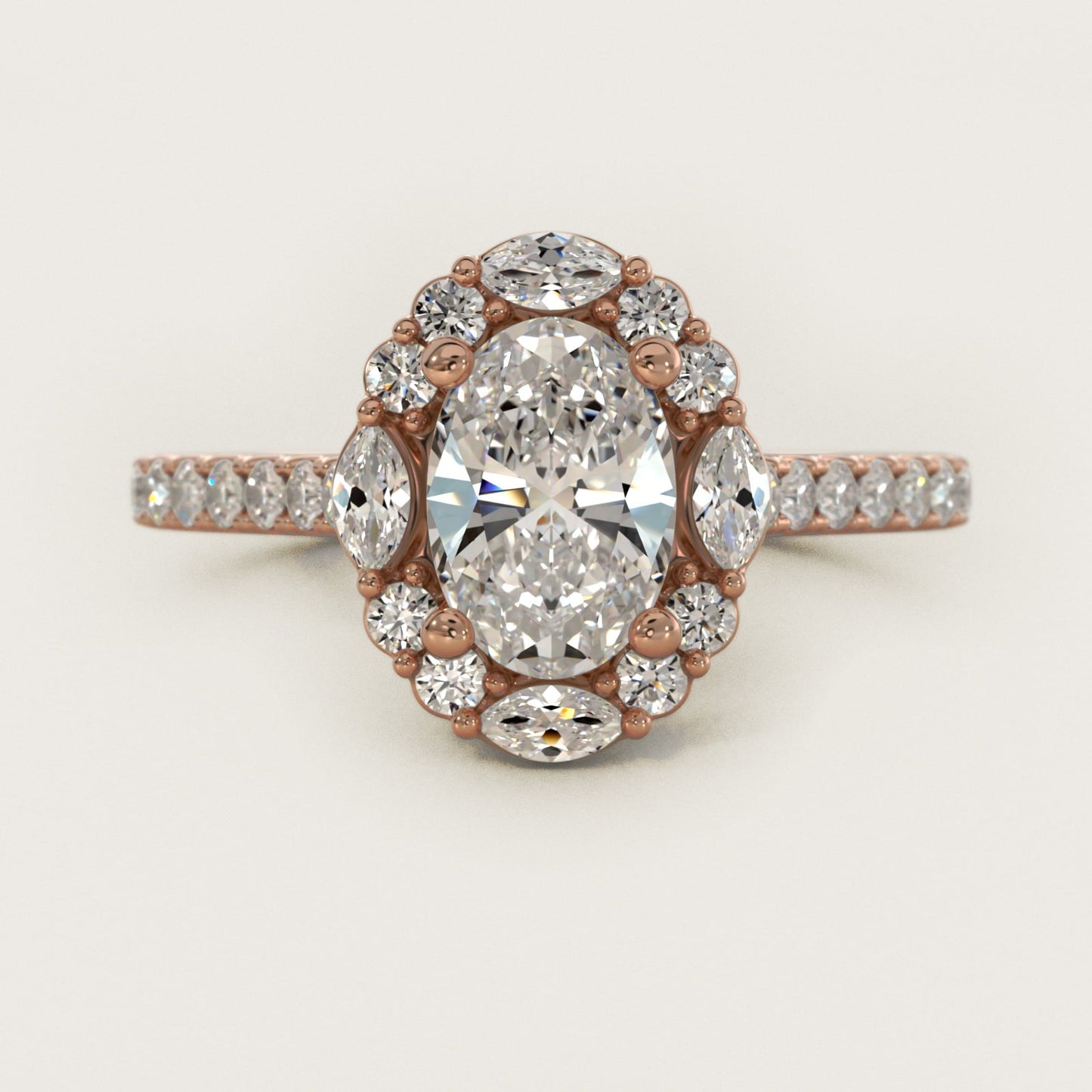 The Ritz Oval Halo Diamond Engagement Ring in 18k Rose Gold (1/2 ct. tw.) - Oval Center