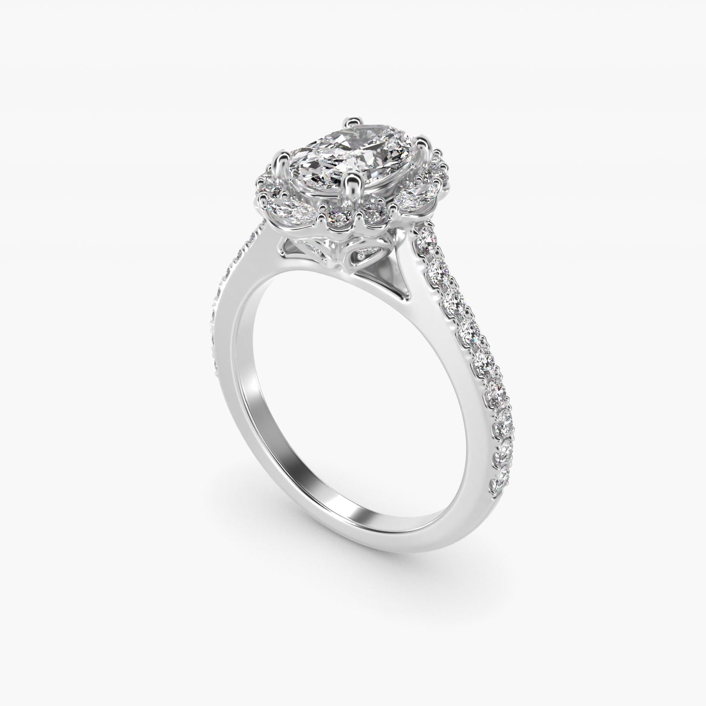 The Ritz Oval Halo Diamond Engagement Ring in 14k White Gold (1/2 ct. tw.) - Oval Center