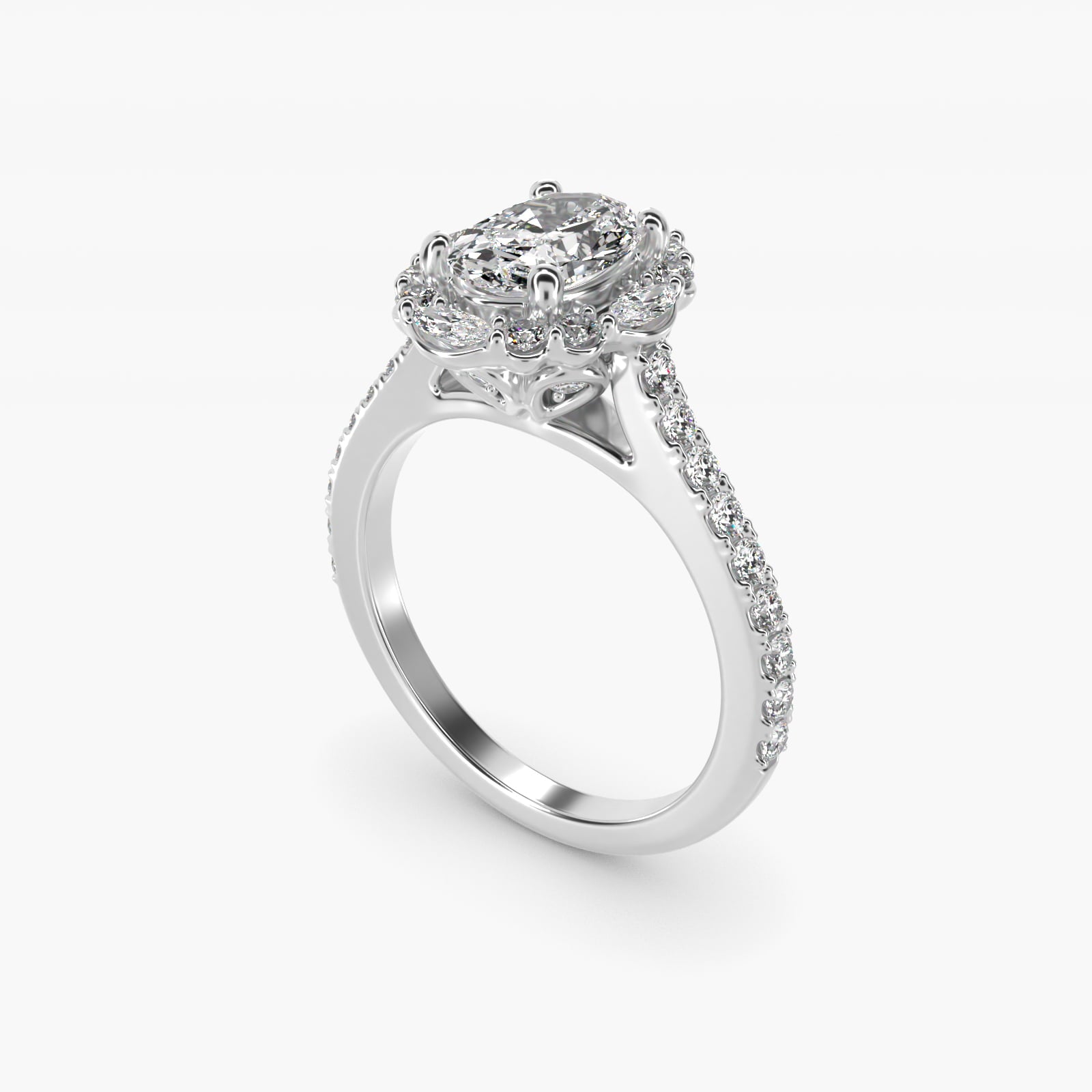 The Ritz Oval Halo Diamond Engagement Ring in 14k White Gold (1/2 ct. tw.) - Oval Center