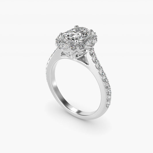 The Ritz Oval Halo Diamond Engagement Ring in 14k White Gold (1/2 ct. tw.) - Oval Center