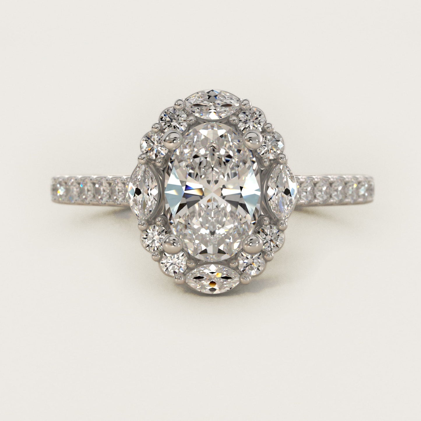 The Ritz Oval Halo Diamond Engagement Ring in 14k White Gold (1/2 ct. tw.) - Oval Center