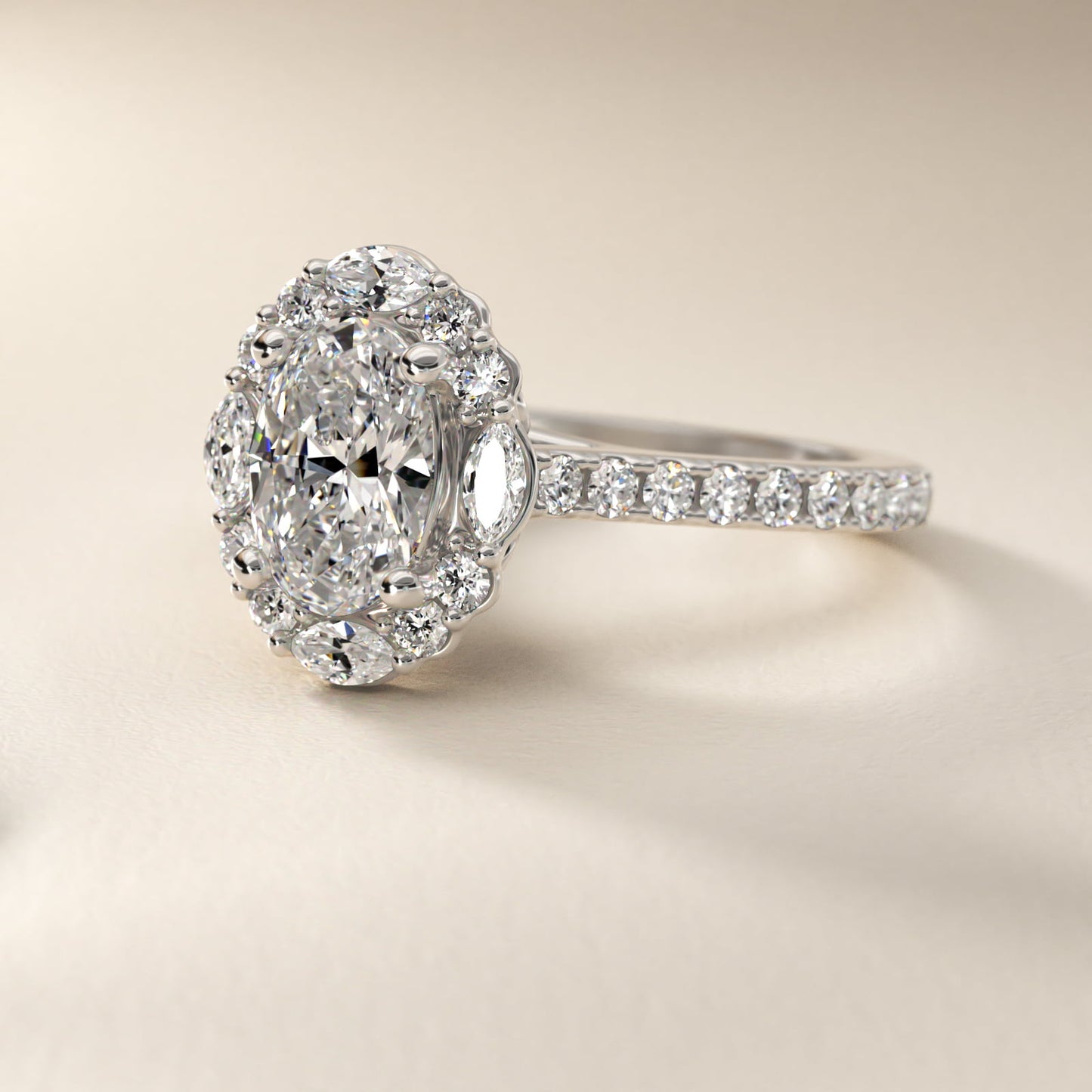 The Ritz Oval Halo Diamond Engagement Ring in 14k White Gold (1/2 ct. tw.) - Oval Center