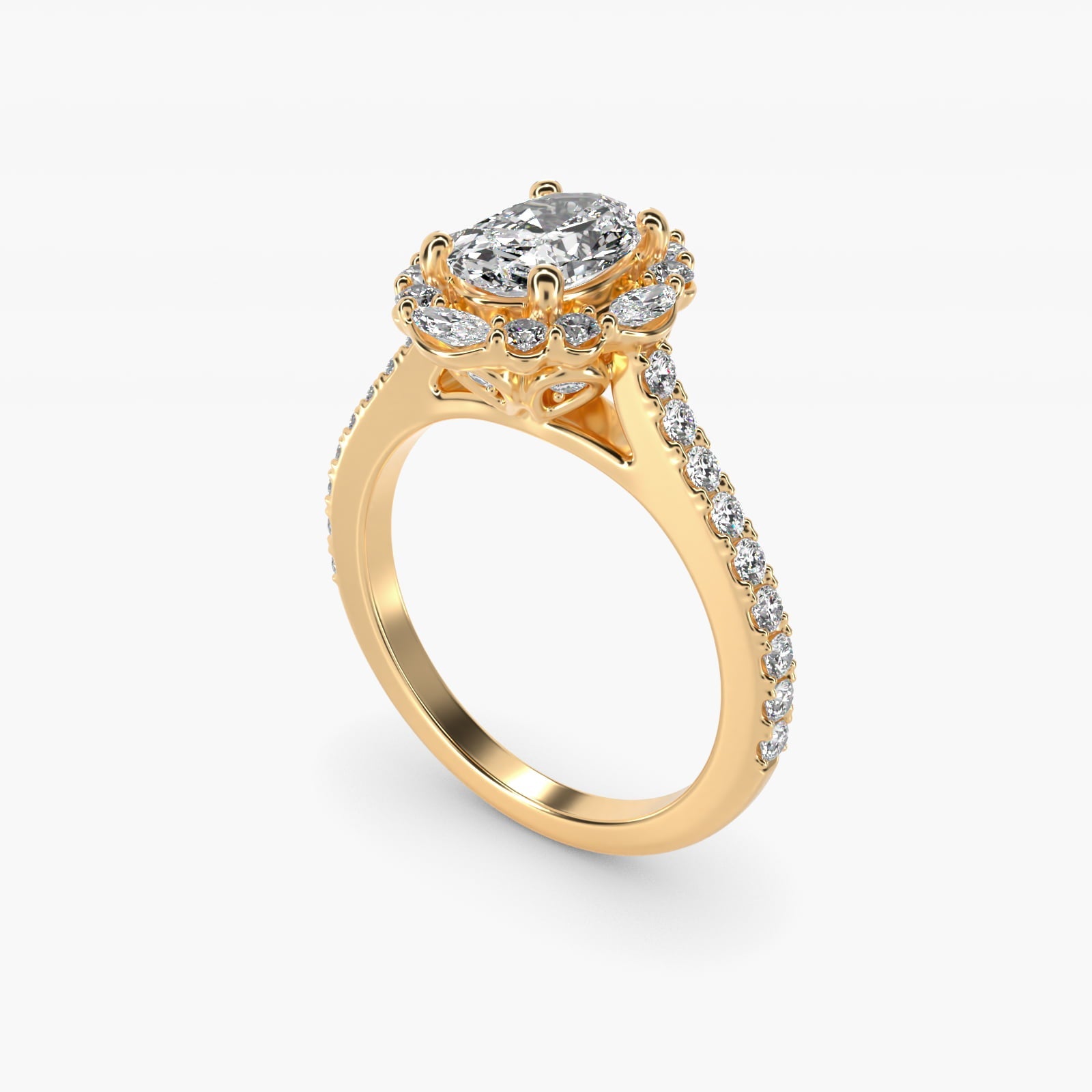 The Ritz Oval Halo Diamond Engagement Ring in 18k Yellow Gold (1/2 ct. tw.) - Oval Center