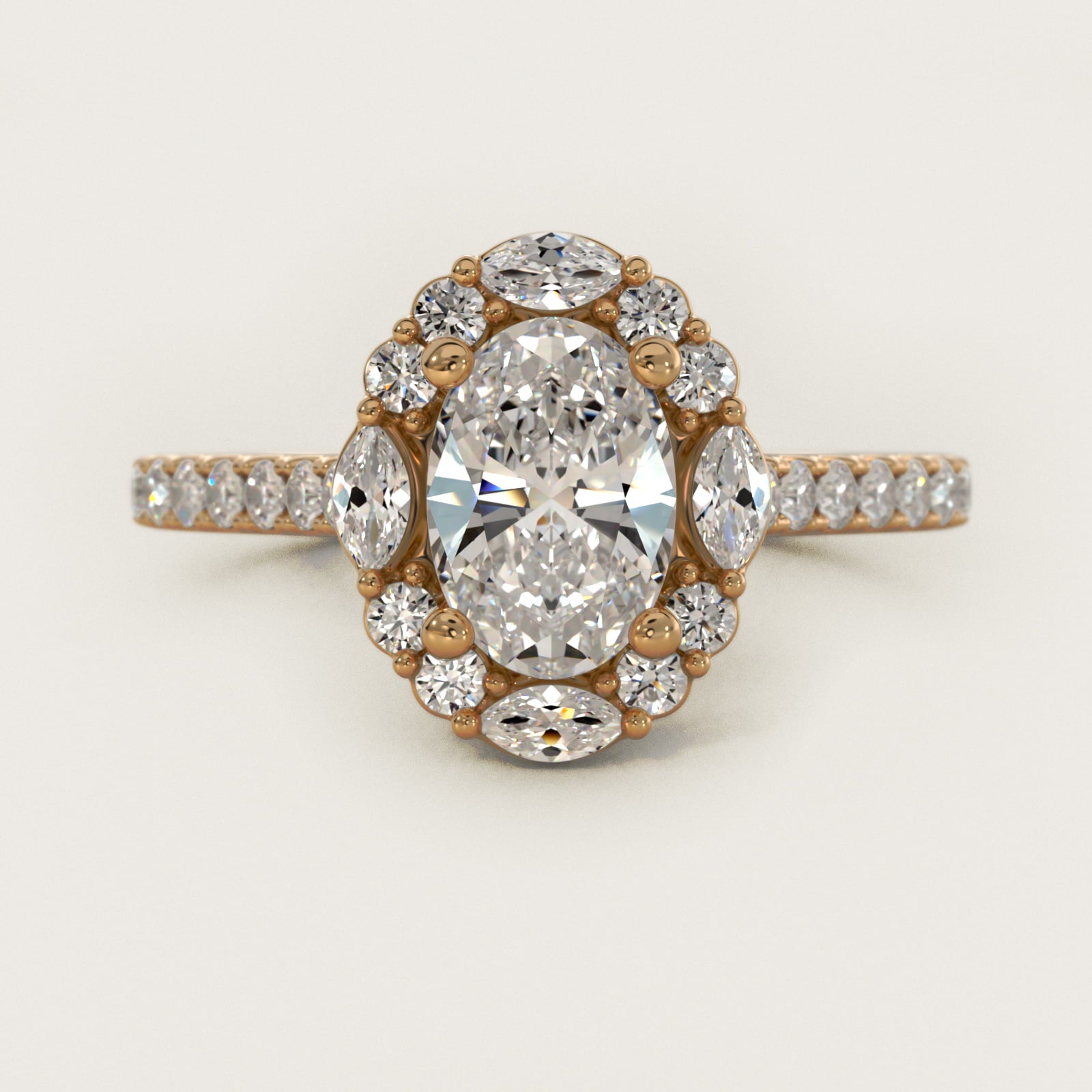 The Ritz Oval Halo Diamond Engagement Ring in 14K Yellow Gold (1/2 ct. tw.) - Oval Center