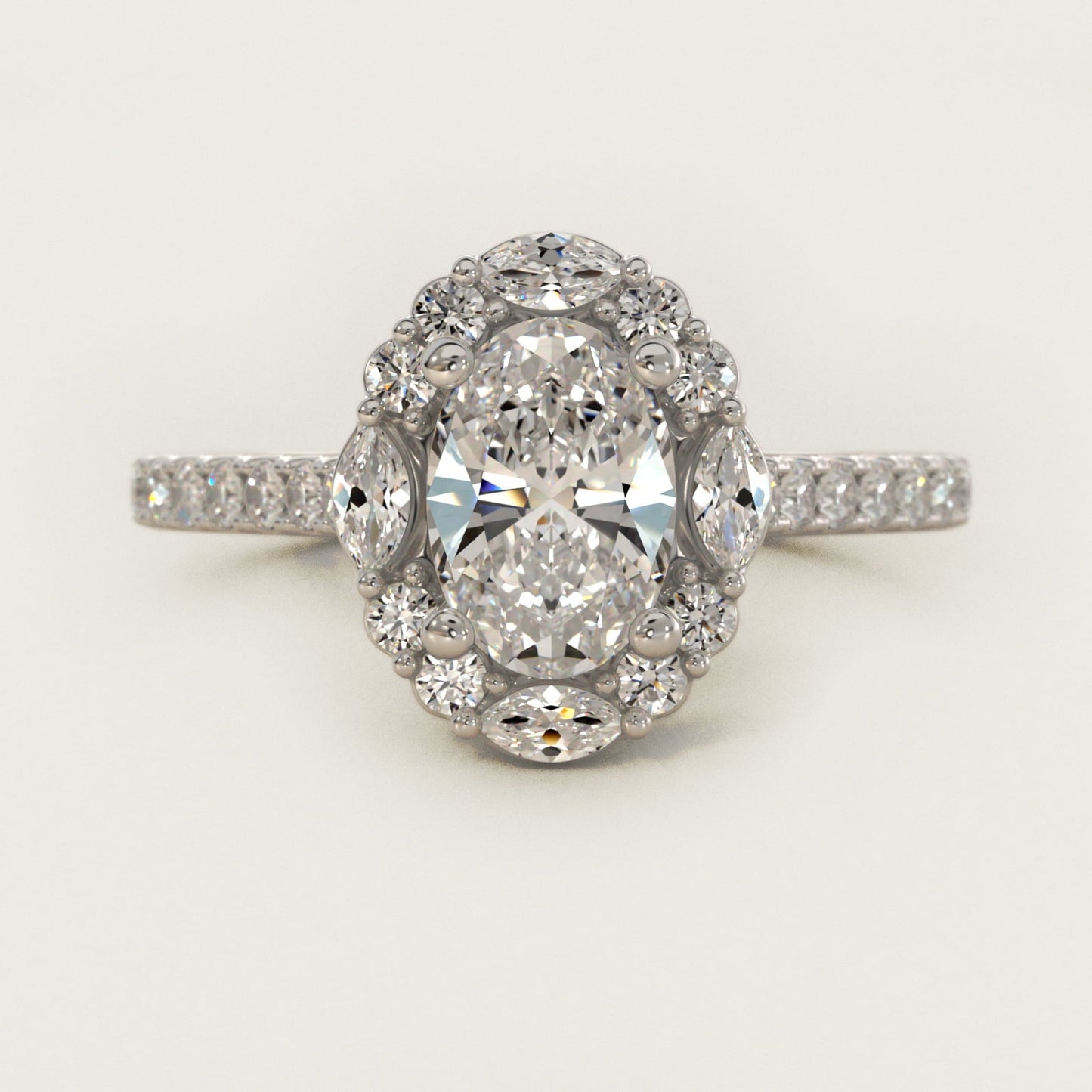 The Ritz Oval Halo Diamond Engagement Ring in Platinum (1/2 ct. tw.) - Oval Center