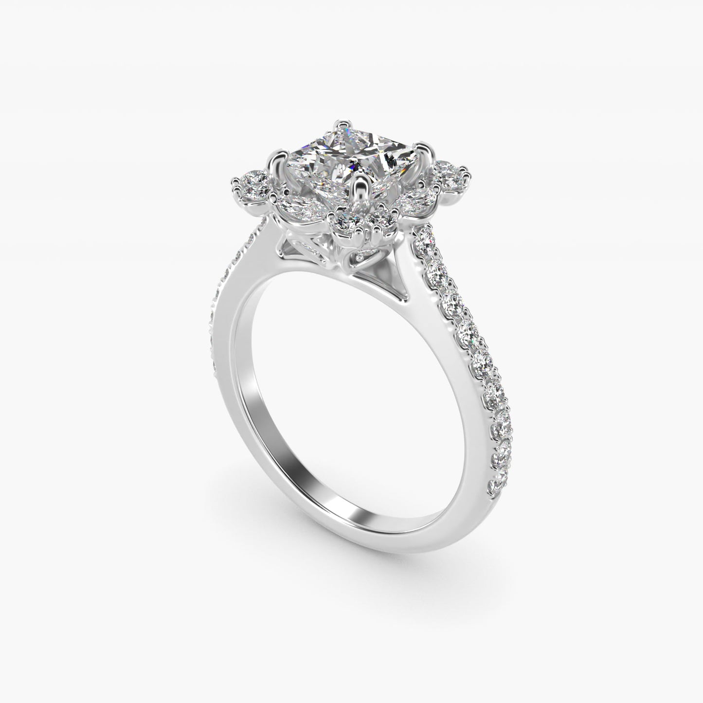 The Ritz Oval Halo Diamond Engagement Ring in 14k White Gold (1/2 ct. tw.) - Princess Center