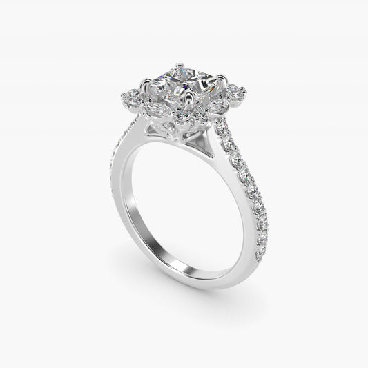 The Ritz Oval Halo Diamond Engagement Ring in 14k White Gold (1/2 ct. tw.) - Princess Center