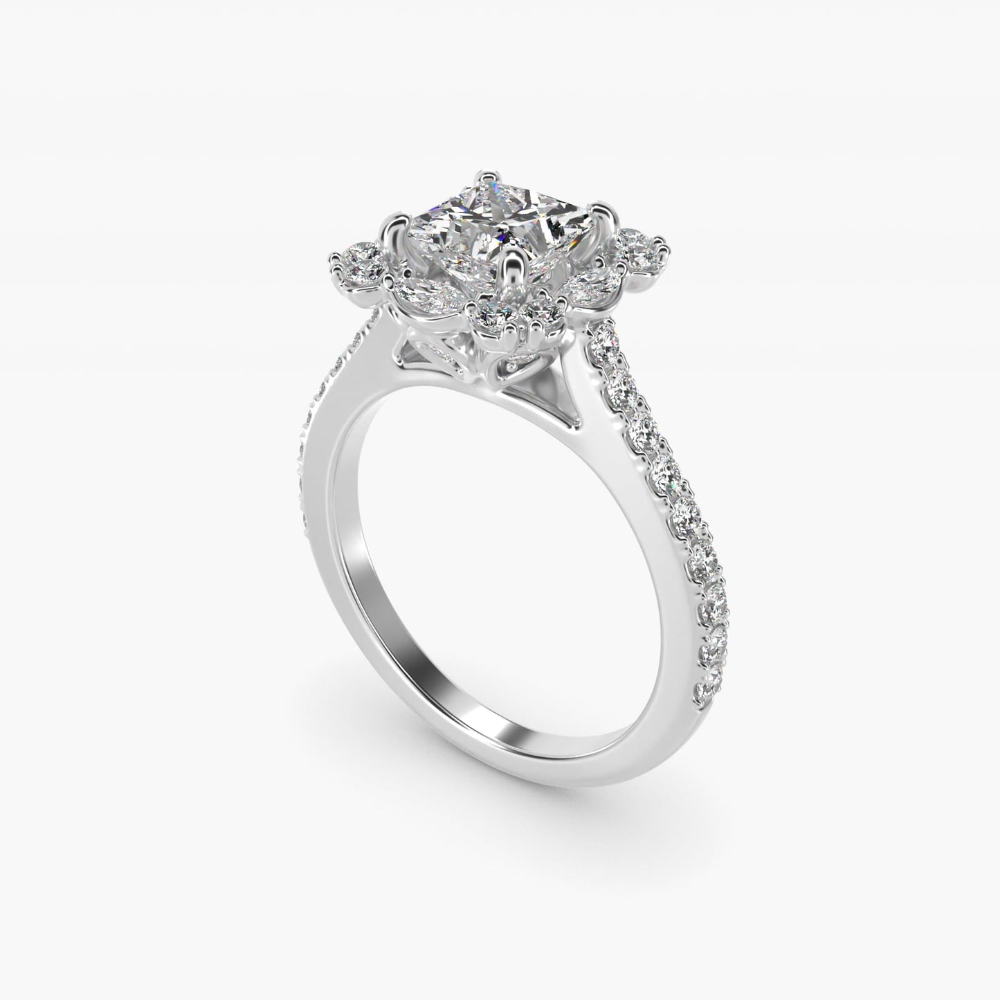 The Ritz Oval Halo Diamond Engagement Ring in Platinum (1/2 ct. tw.) - Princess Center