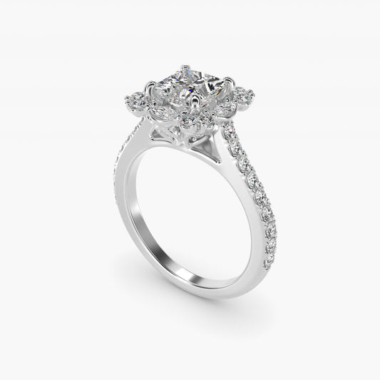 The Ritz Oval Halo Diamond Engagement Ring in Platinum (1/2 ct. tw.) - Princess Center