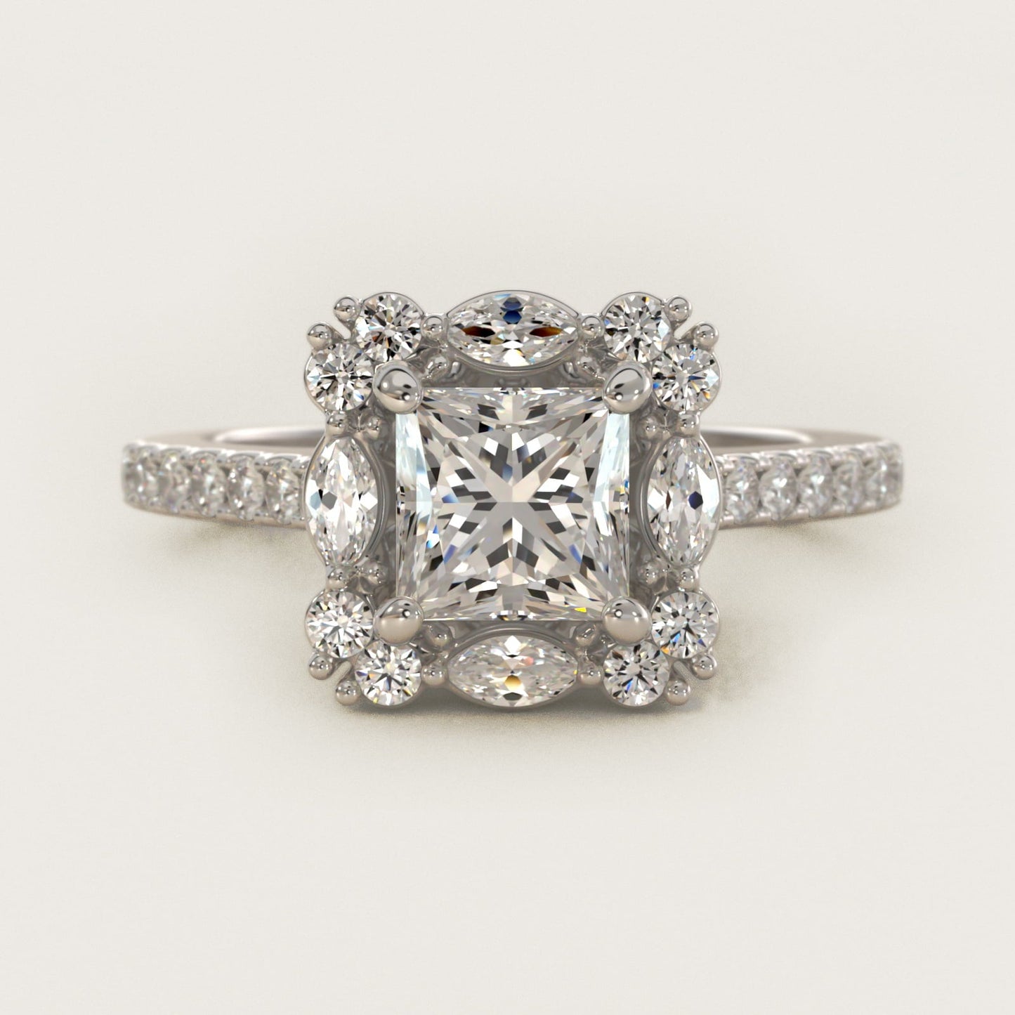 The Ritz Oval Halo Diamond Engagement Ring in Platinum (1/2 ct. tw.) - Princess Center