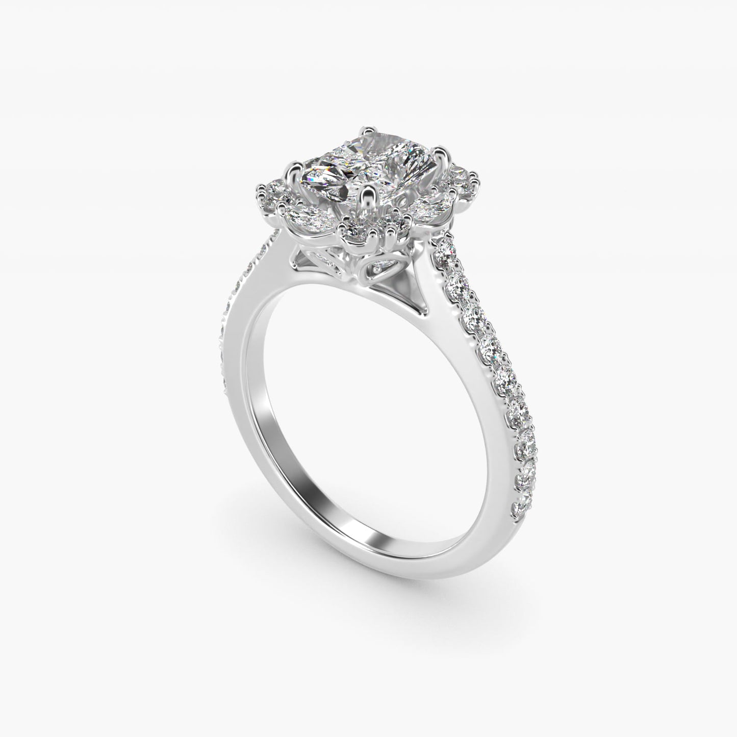 The Ritz Oval Halo Diamond Engagement Ring in 14k White Gold (1/2 ct. tw.) - Radiant Center