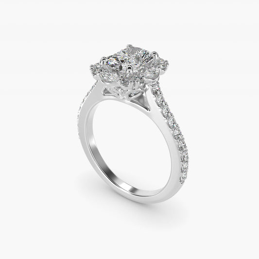 The Ritz Oval Halo Diamond Engagement Ring in 14k White Gold (1/2 ct. tw.) - Radiant Center