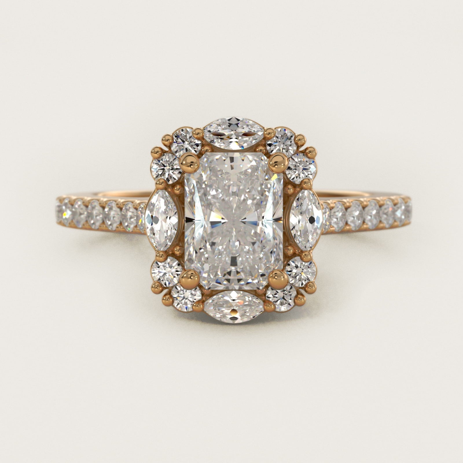The Ritz Oval Halo Diamond Engagement Ring in 18k Yellow Gold (1/2 ct. tw.) - Radiant Center