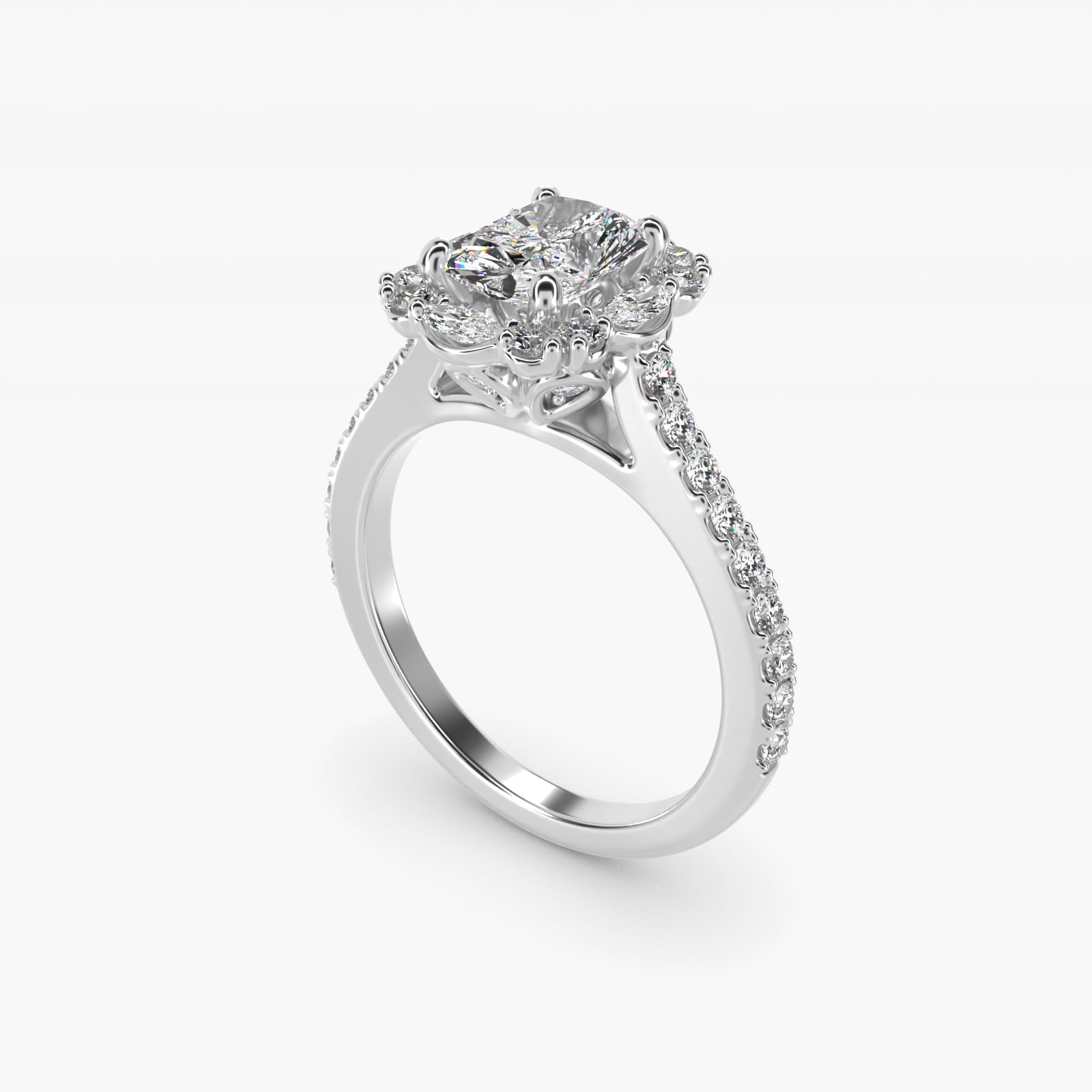 The Ritz Oval Halo Diamond Engagement Ring in Platinum (1/2 ct. tw.) - Radiant Center