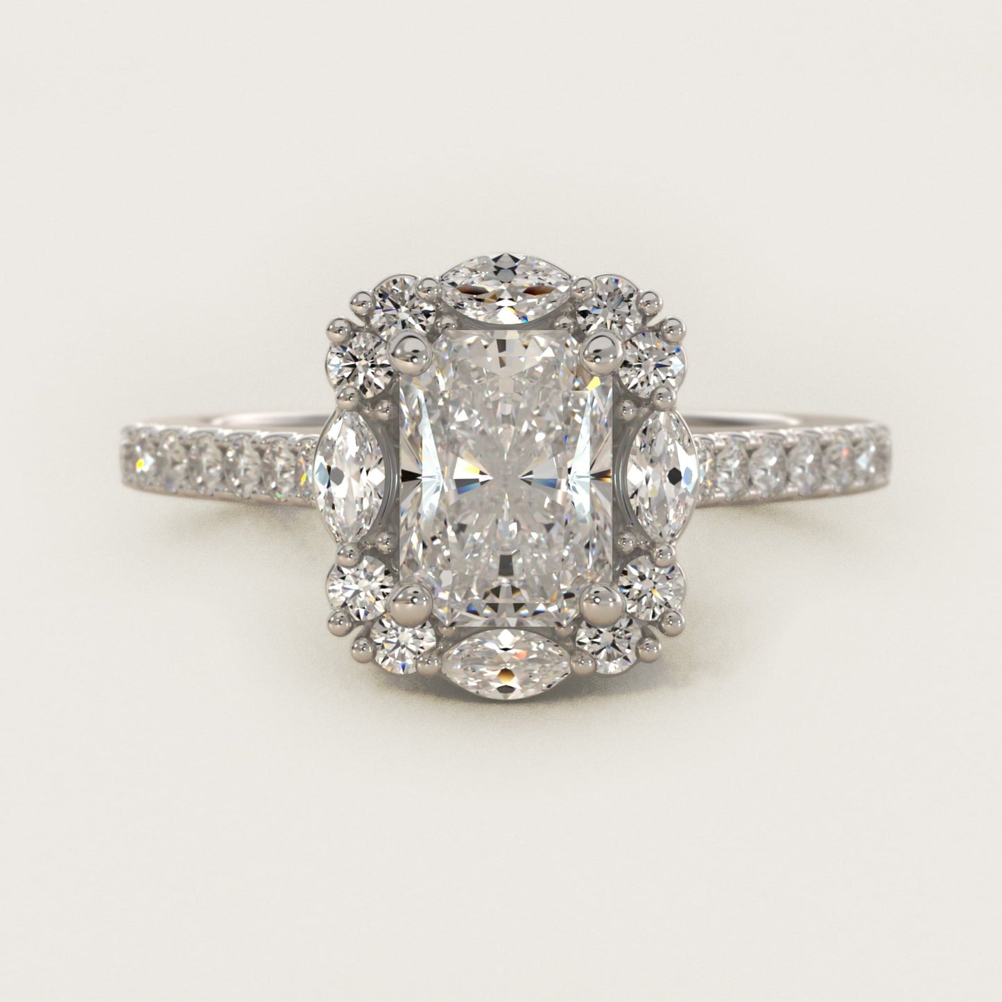 The Ritz Oval Halo Diamond Engagement Ring in Platinum (1/2 ct. tw.) - Radiant Center