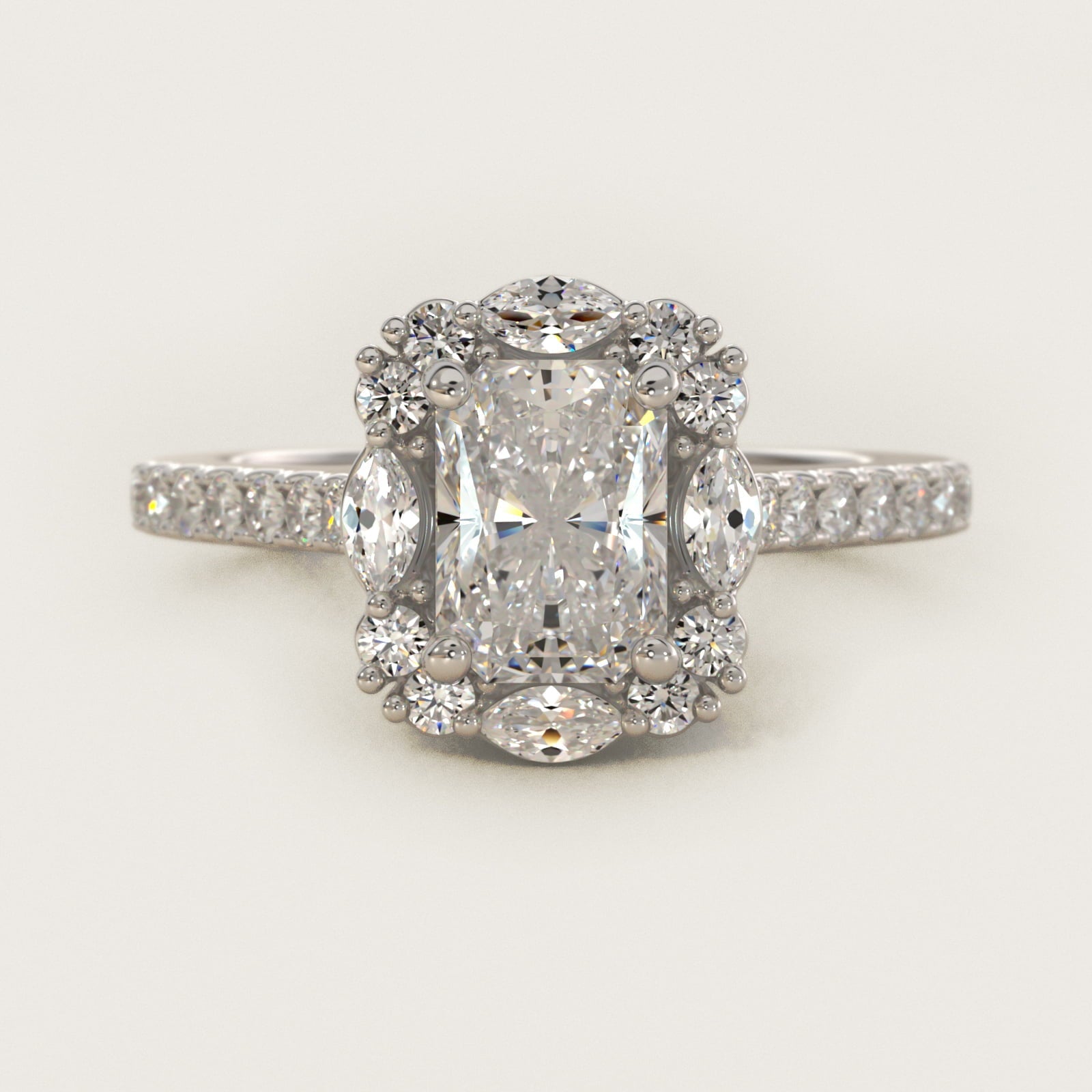 The Ritz Oval Halo Diamond Engagement Ring in Platinum (1/2 ct. tw.) - Radiant Center