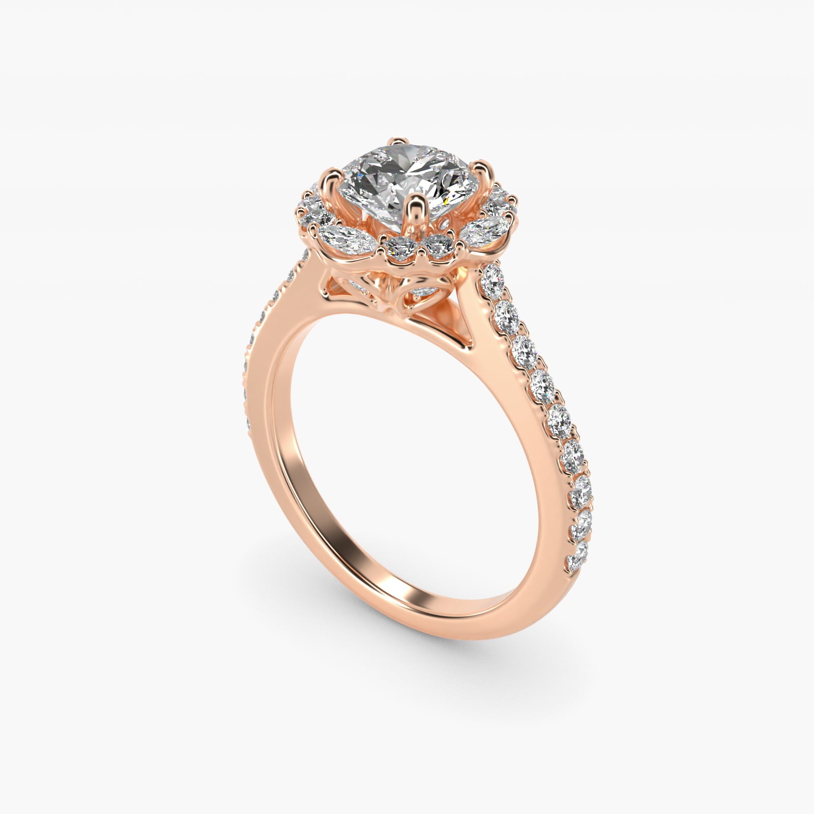 The Ritz Oval Halo Diamond Engagement Ring in 14k Rose Gold (1/2 ct. tw.) - Round Center