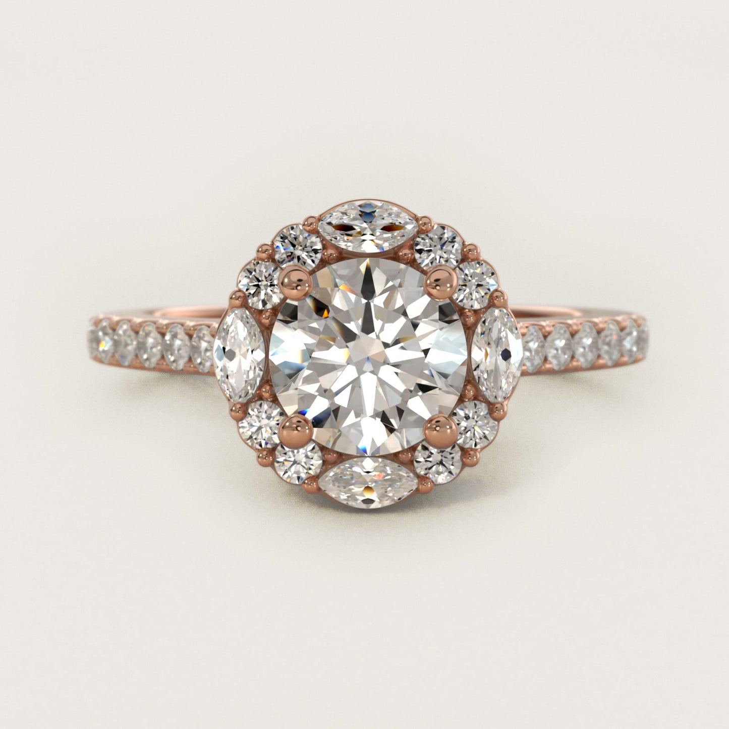 The Ritz Oval Halo Diamond Engagement Ring in 14k Rose Gold (1/2 ct. tw.) - Round Center