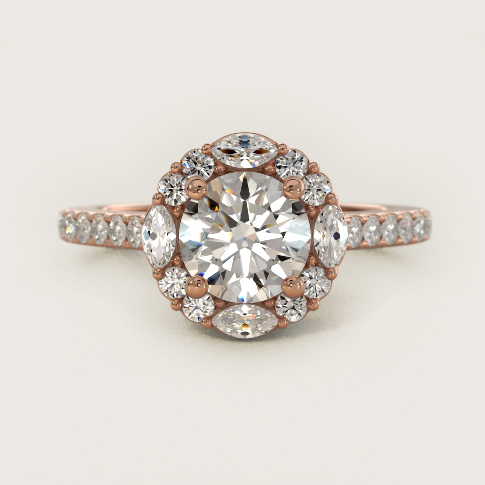 The Ritz Oval Halo Diamond Engagement Ring in 14k Rose Gold (1/2 ct. tw.) - Round Center