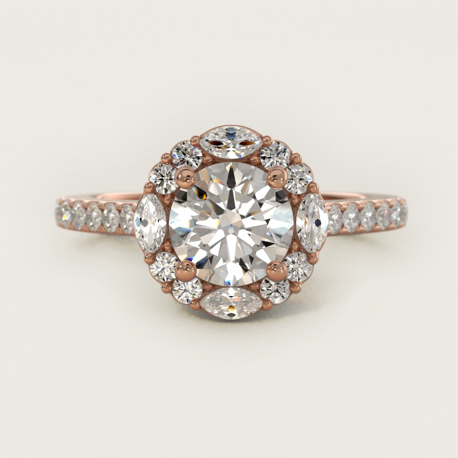 The Ritz Oval Halo Diamond Engagement Ring in 18k Rose Gold (1/2 ct. tw.) - Round Center