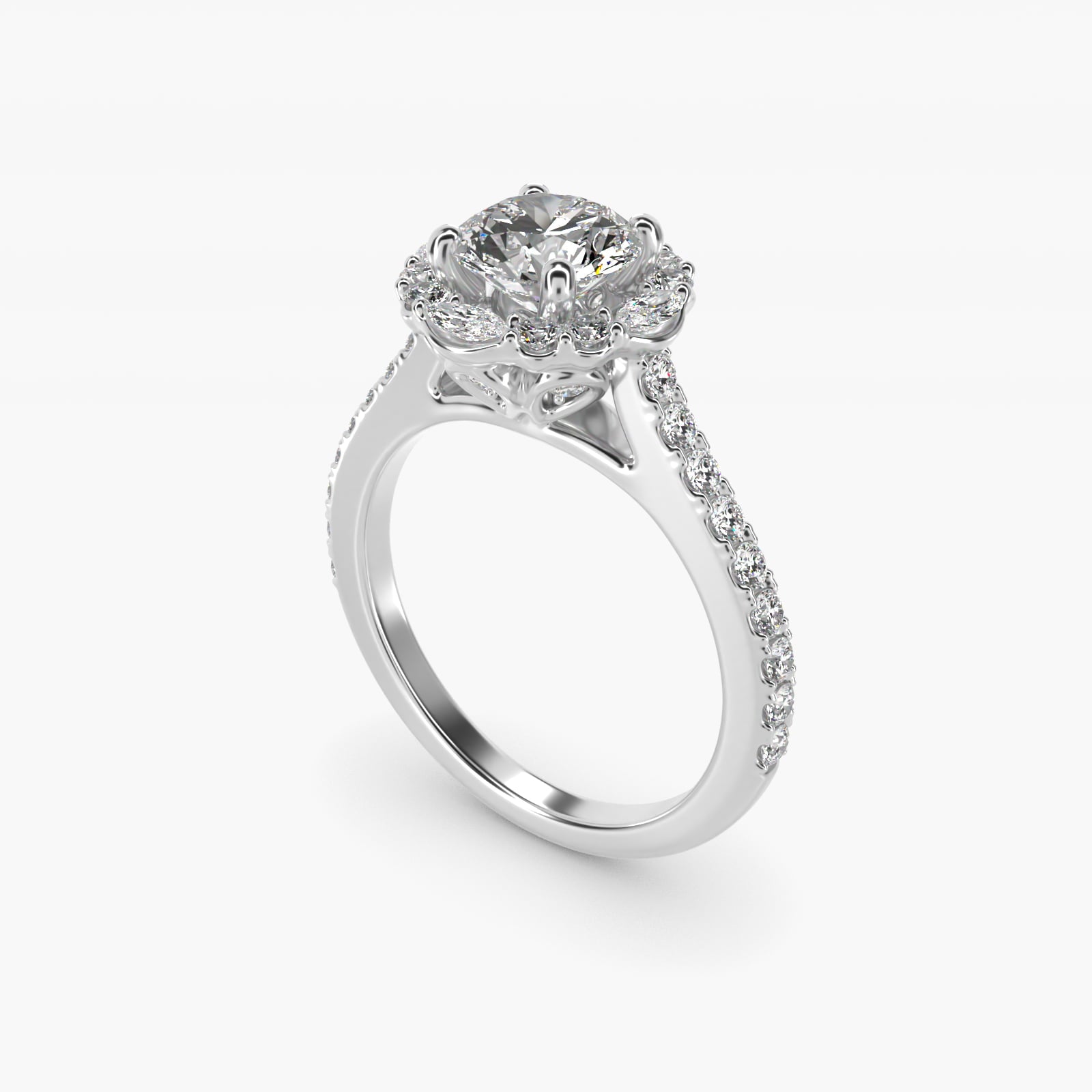 The Ritz Oval Halo Diamond Engagement Ring in 14k White Gold (1/2 ct. tw.) - Round Center